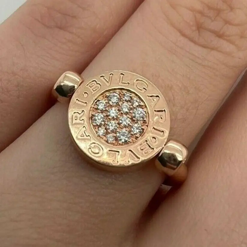 Pre-Owned BVLGARI Flip Ring - Jade & Diamond 18k Rose Gold Chloe's Jewellers