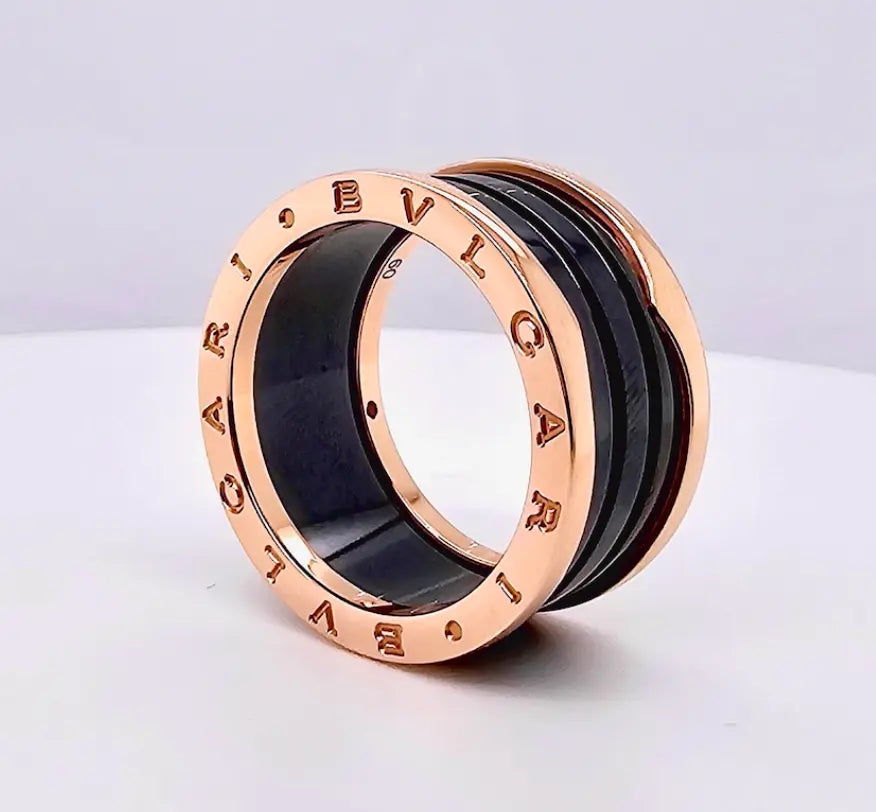 Bvlgari B.zero1 Five-Band Ring | Rose Gold & Ceramic | Size 60 Chloe's Jewellers