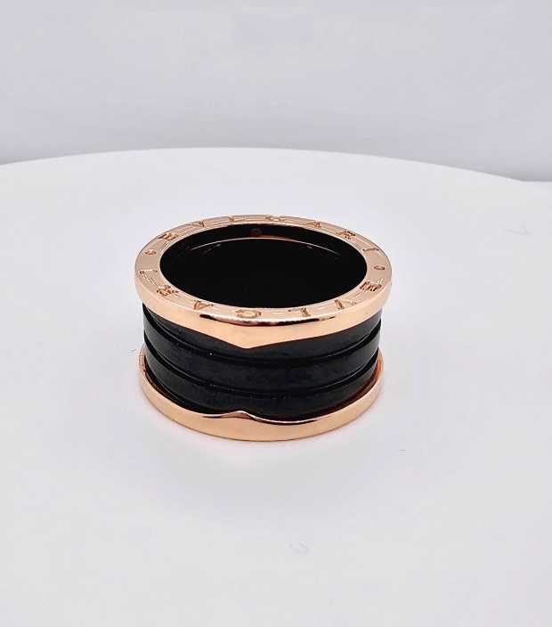 Bvlgari B.zero1 Five-Band Ring | Rose Gold & Ceramic | Size 60 Chloe's Jewellers