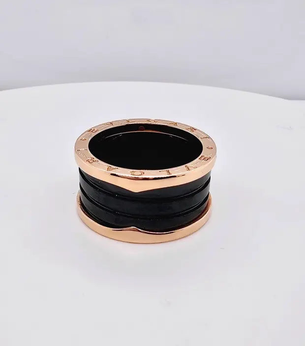 Bvlgari B.zero1 Five-Band Ring | Rose Gold & Ceramic | Size 60 Chloe's Jewellers