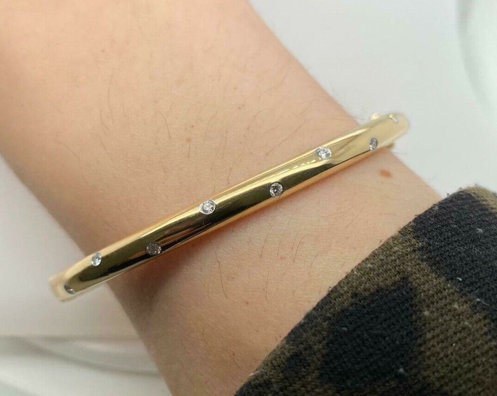 Pre-Owned | Tiffany & Co 18ct Yellow Gold and Diamond Etoile Bangle Chloe's Jewellers