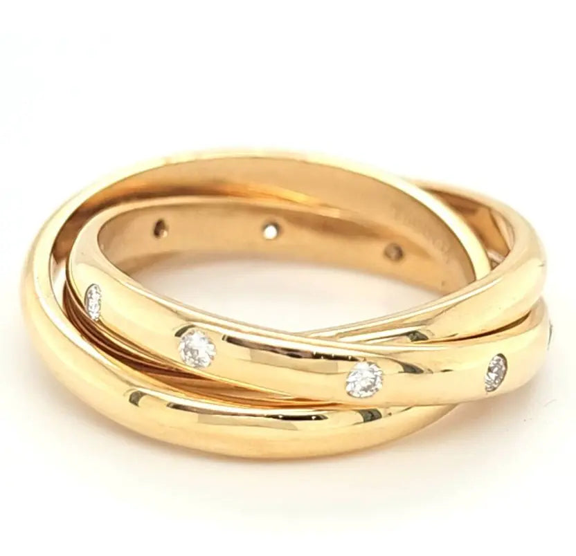 Theo Fennell Triple Band Ring | 18K Yellow Gold & Diamonds | Size Q Chloe's Jewellers