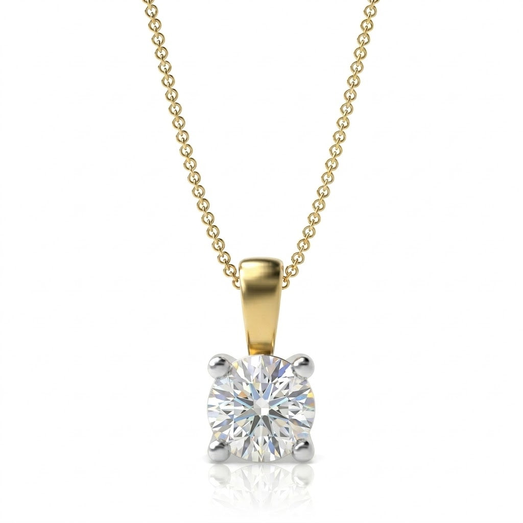 0.65ct Round Brilliant Cut Natural Diamond Solitaire Pendant Necklace Chloe's Jewellers