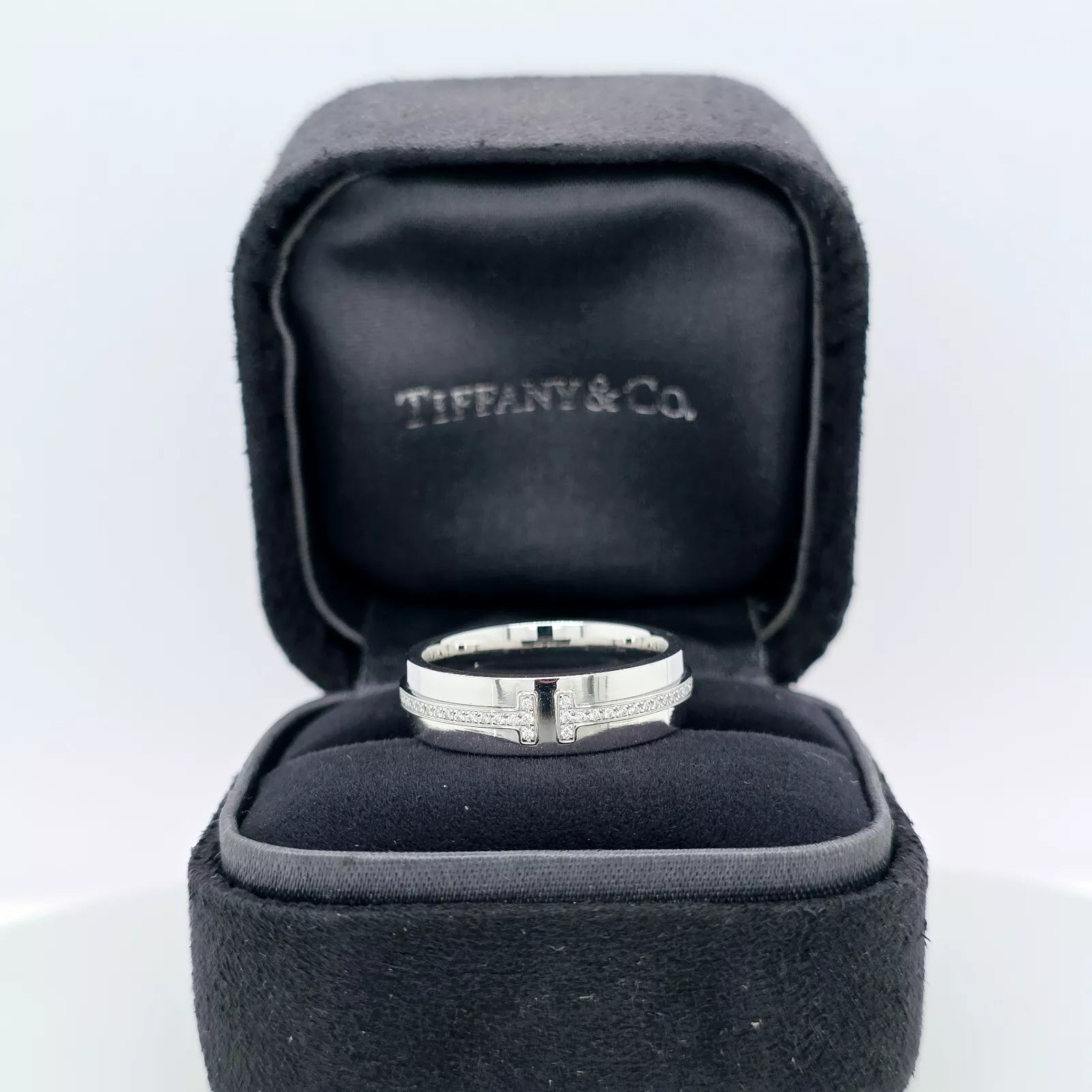 Tiffany & Co. Tiffany T, Wide Diamond Ring, 18ct White Gold, 5.5mm, Size N 1/2