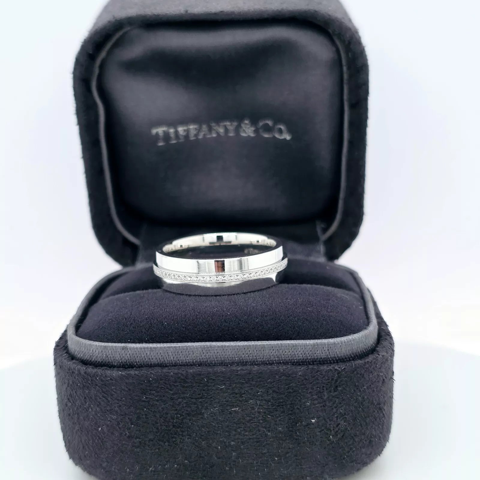 Tiffany & Co. Tiffany T, Wide Diamond Ring, 18ct White Gold, 5.5mm, Size N 1/2