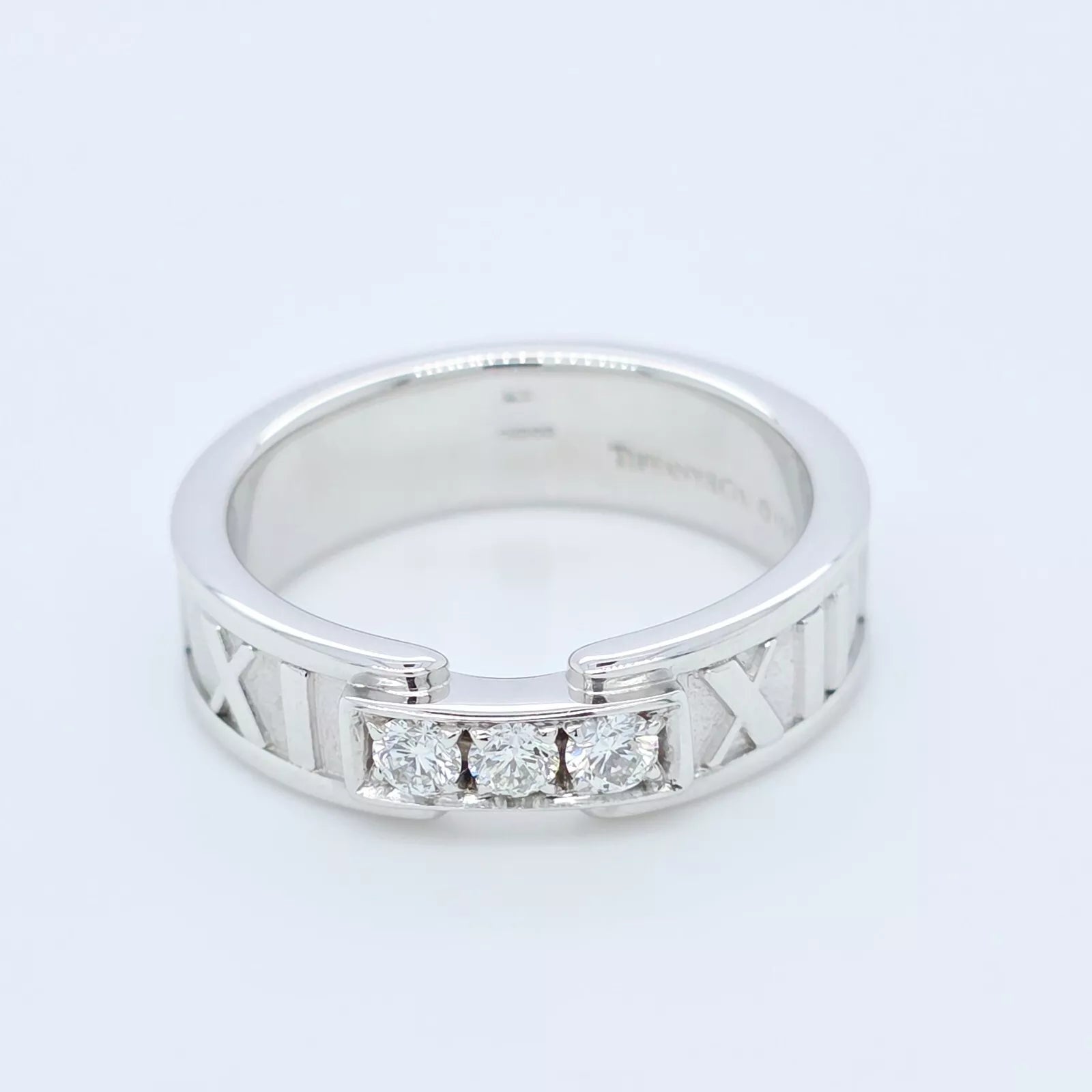 Tiffany & Co Atlas 3 Diamond Wedding Band, 18ct White Gold, Size L Chloe's Jewellers