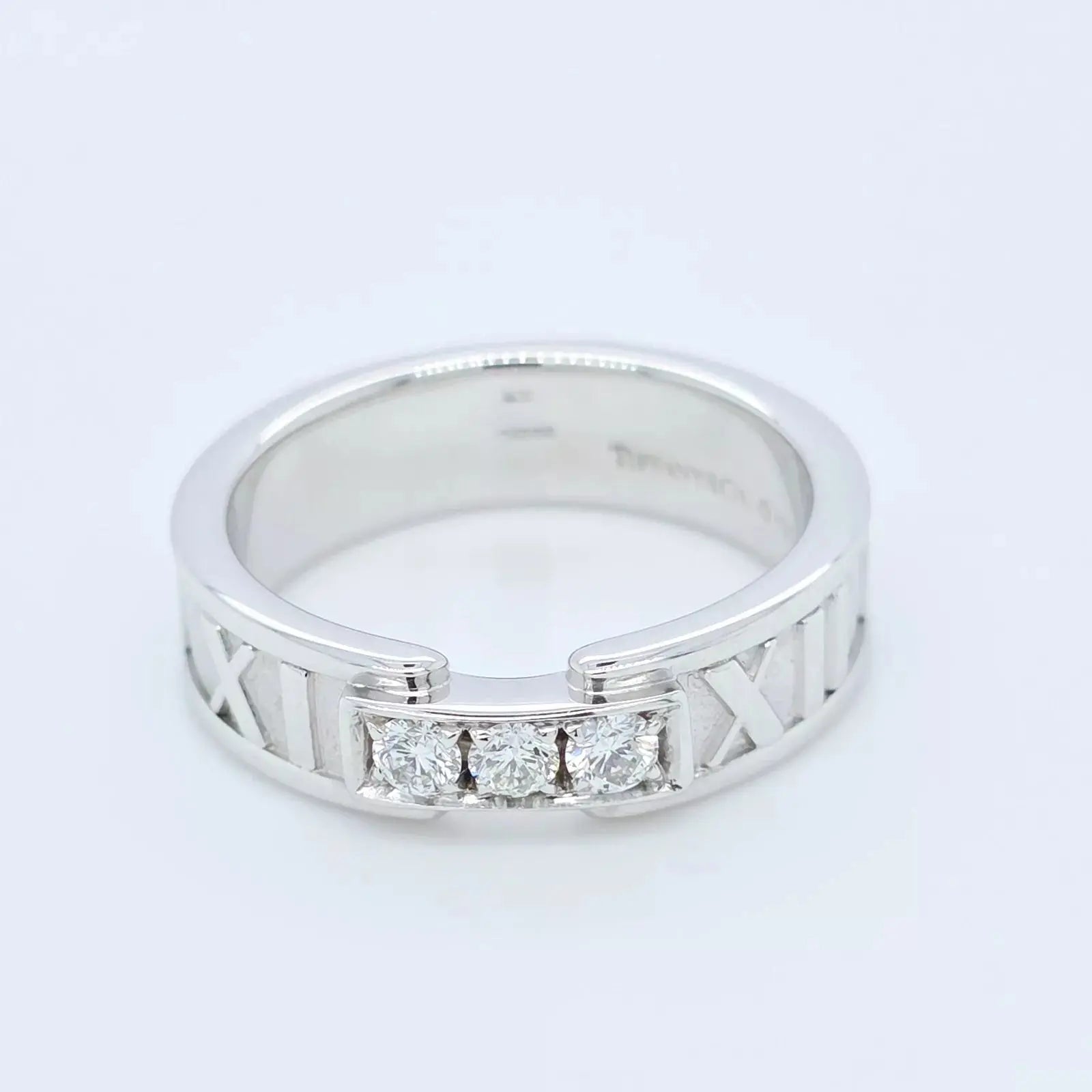 Tiffany & Co Atlas 3 Diamond Wedding Band, 18ct White Gold, Size L Chloe's Jewellers
