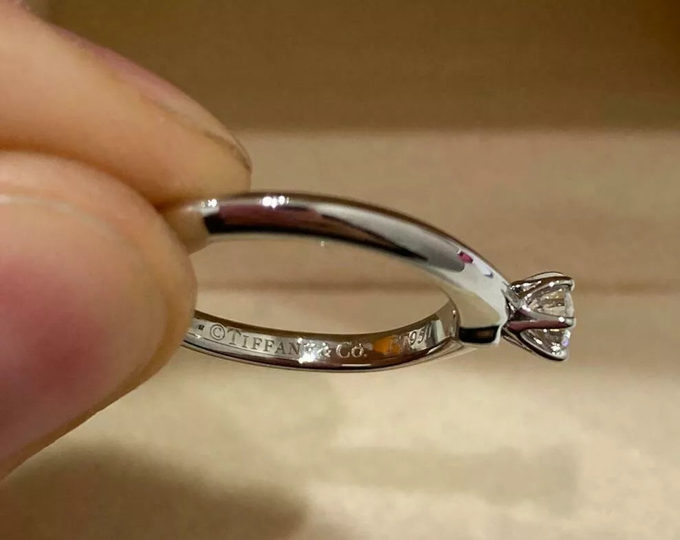 Tiffany & Co Diamond Engagement Ring, Platinum with 0.19ct Round Cut Diamond