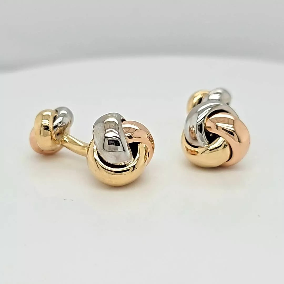 Cartier Vintage Cartier Trinity Cufflinks, 18ct Yellow, White And Rose Gold Chloe's Jewellers
