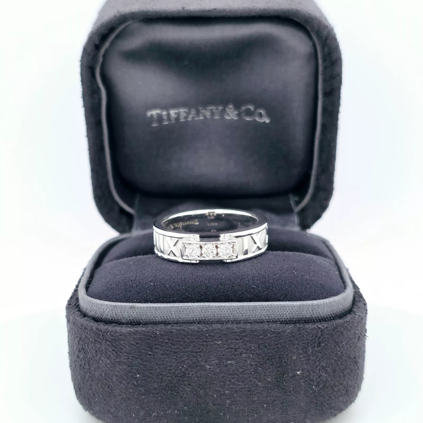 Tiffany & Co Atlas 3 Diamond Wedding Band, 18ct White Gold, Size L Chloe's Jewellers