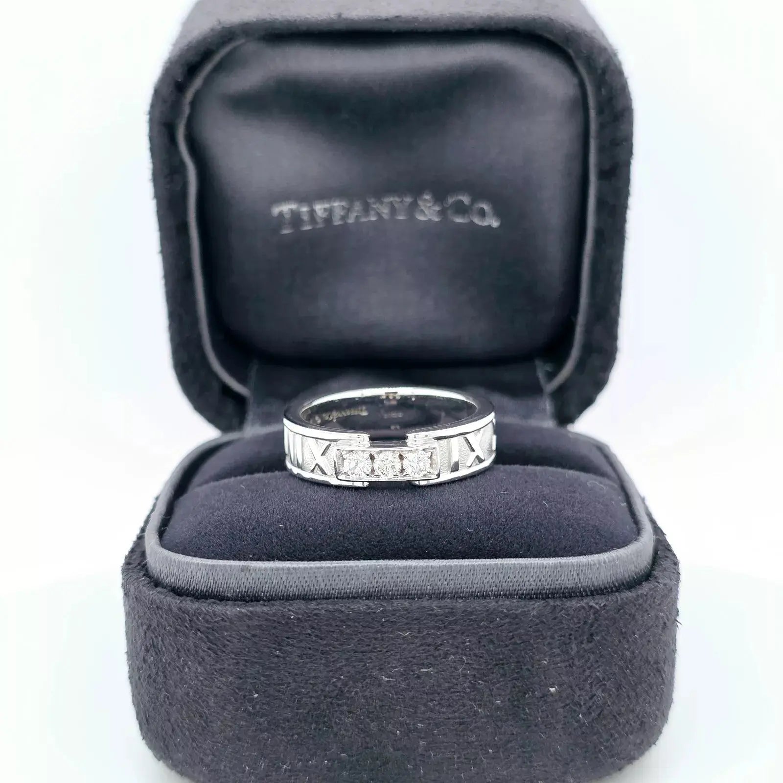 Tiffany & Co Atlas 3 Diamond Wedding Band, 18ct White Gold, Size L Chloe's Jewellers