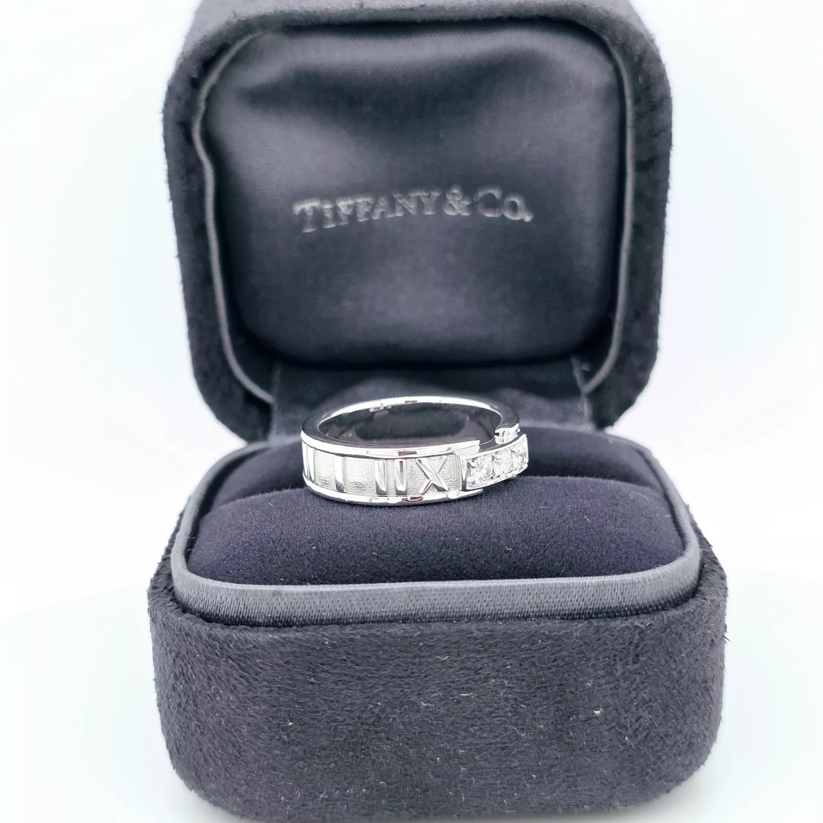 Tiffany & Co Atlas 3 Diamond Wedding Band, 18ct White Gold, Size L Chloe's Jewellers