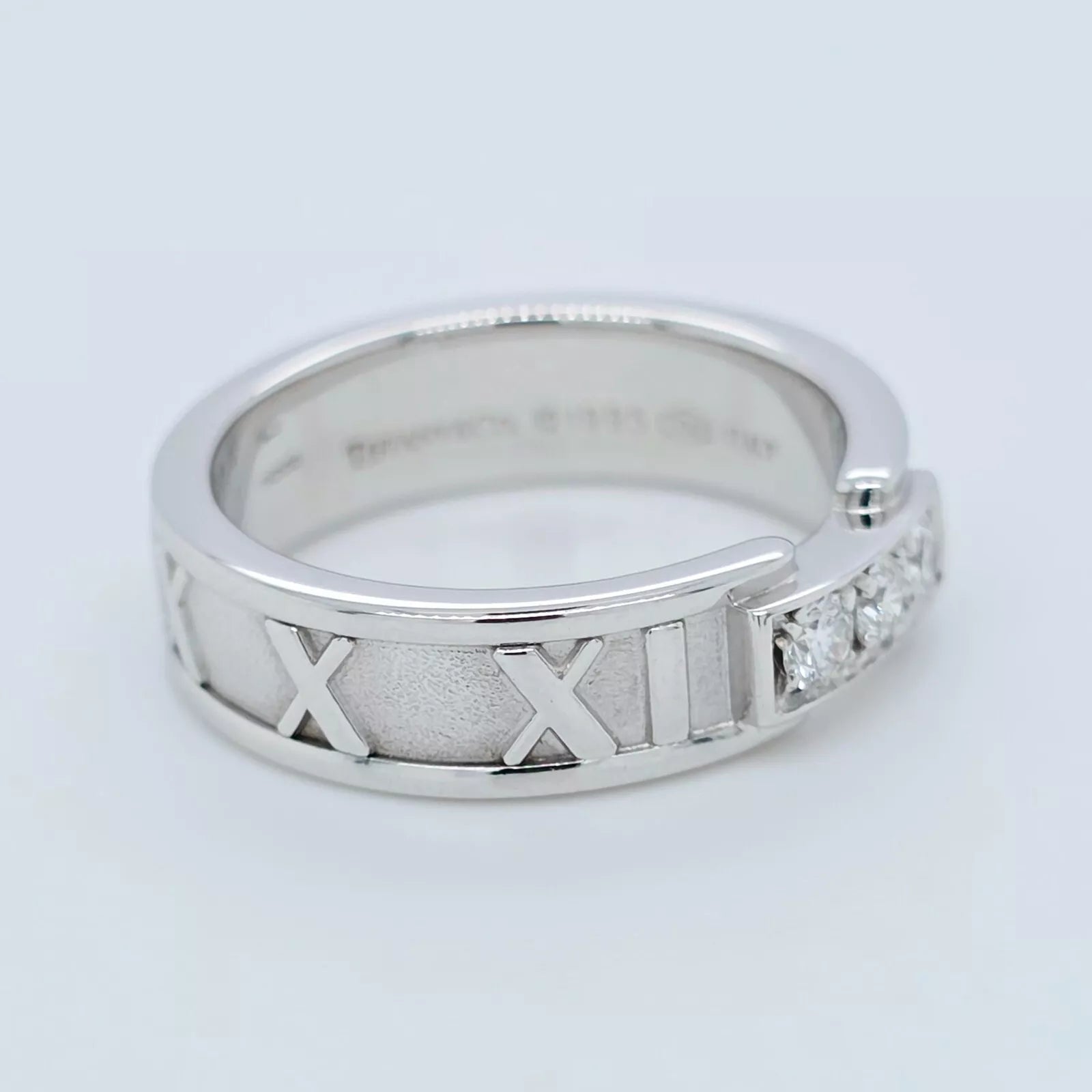 Tiffany & Co Atlas 3 Diamond Wedding Band, 18ct White Gold, Size L Chloe's Jewellers