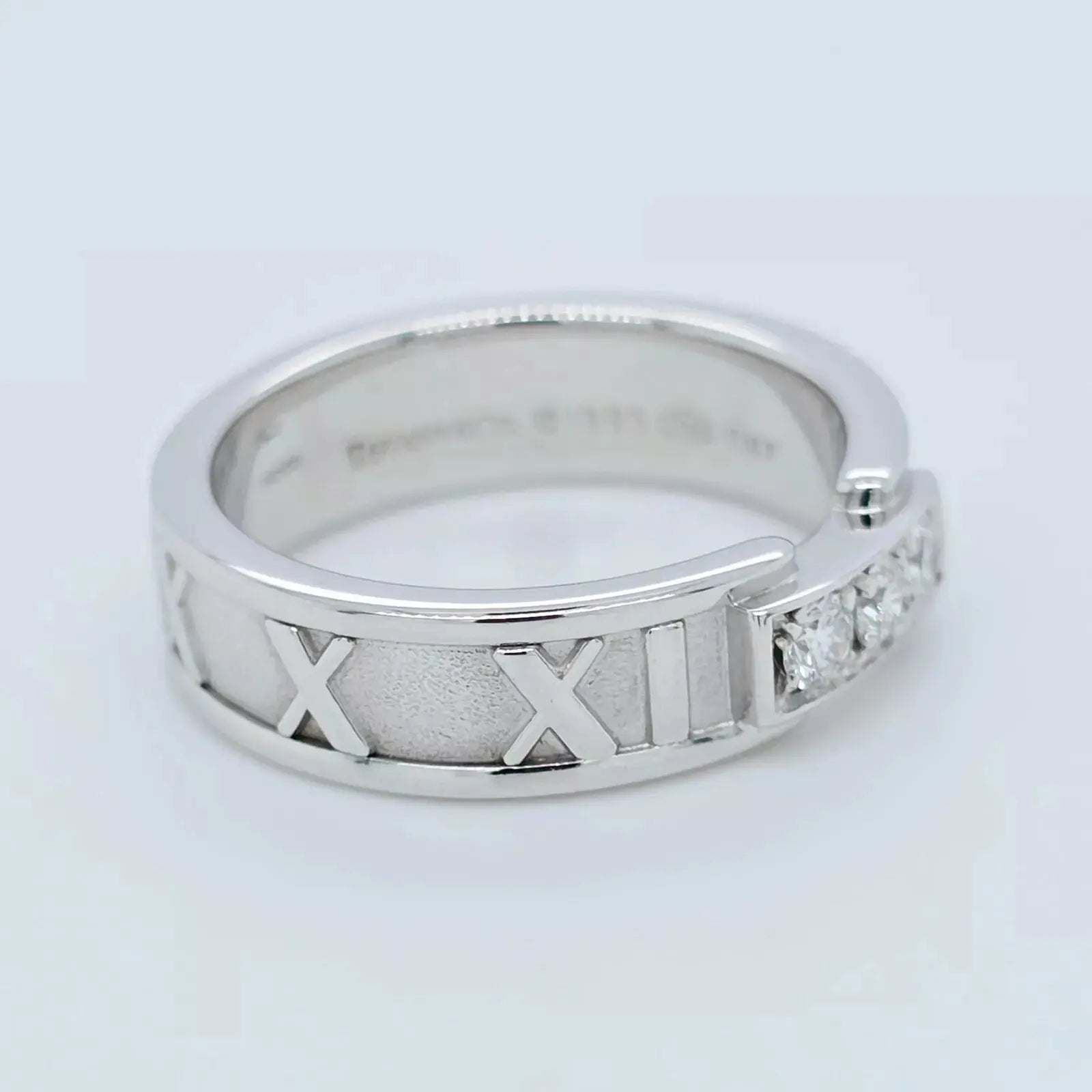 Tiffany & Co Atlas 3 Diamond Wedding Band, 18ct White Gold, Size L Chloe's Jewellers
