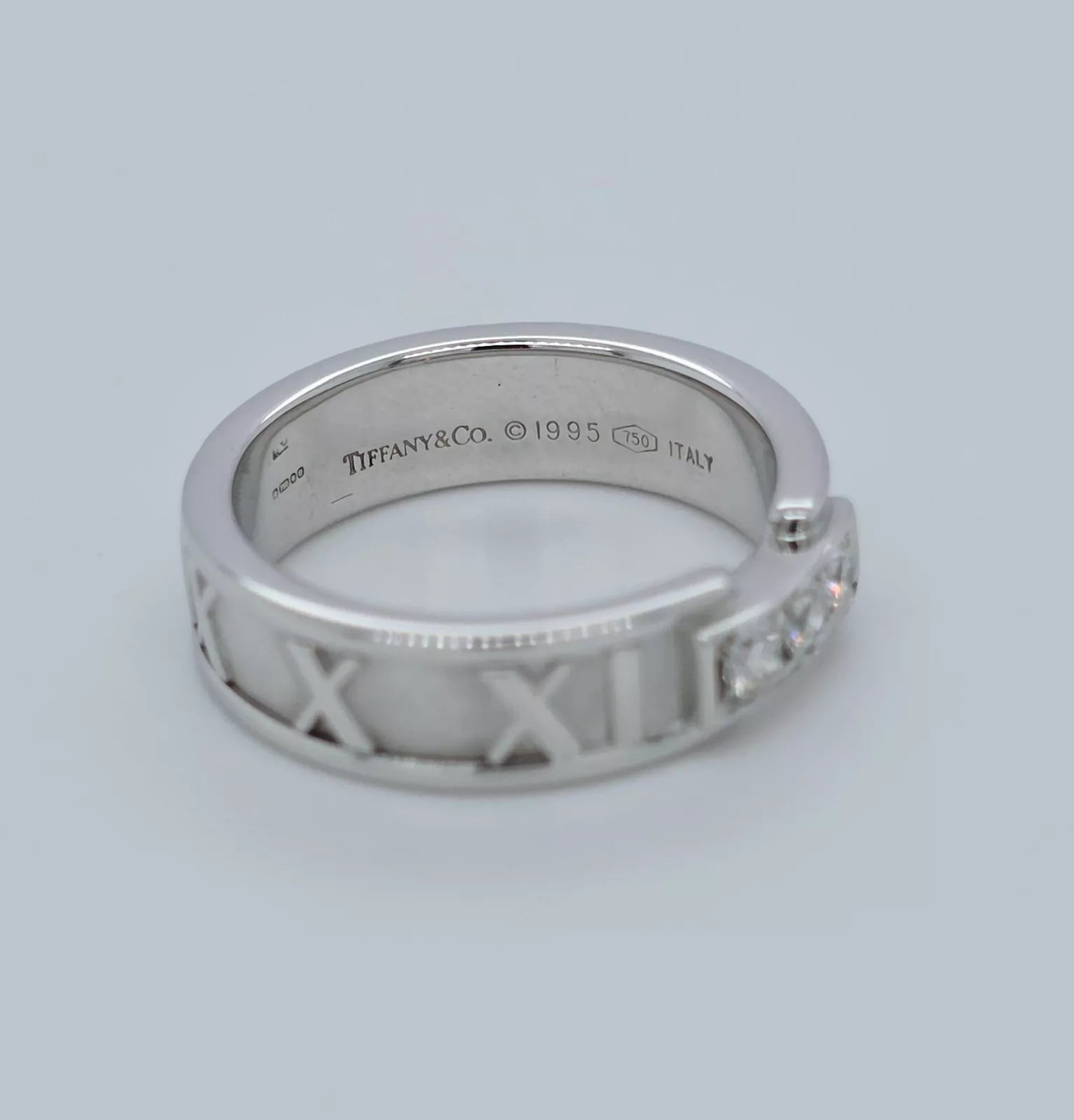 Tiffany & Co Atlas 3 Diamond Wedding Band, 18ct White Gold, Size L Chloe's Jewellers