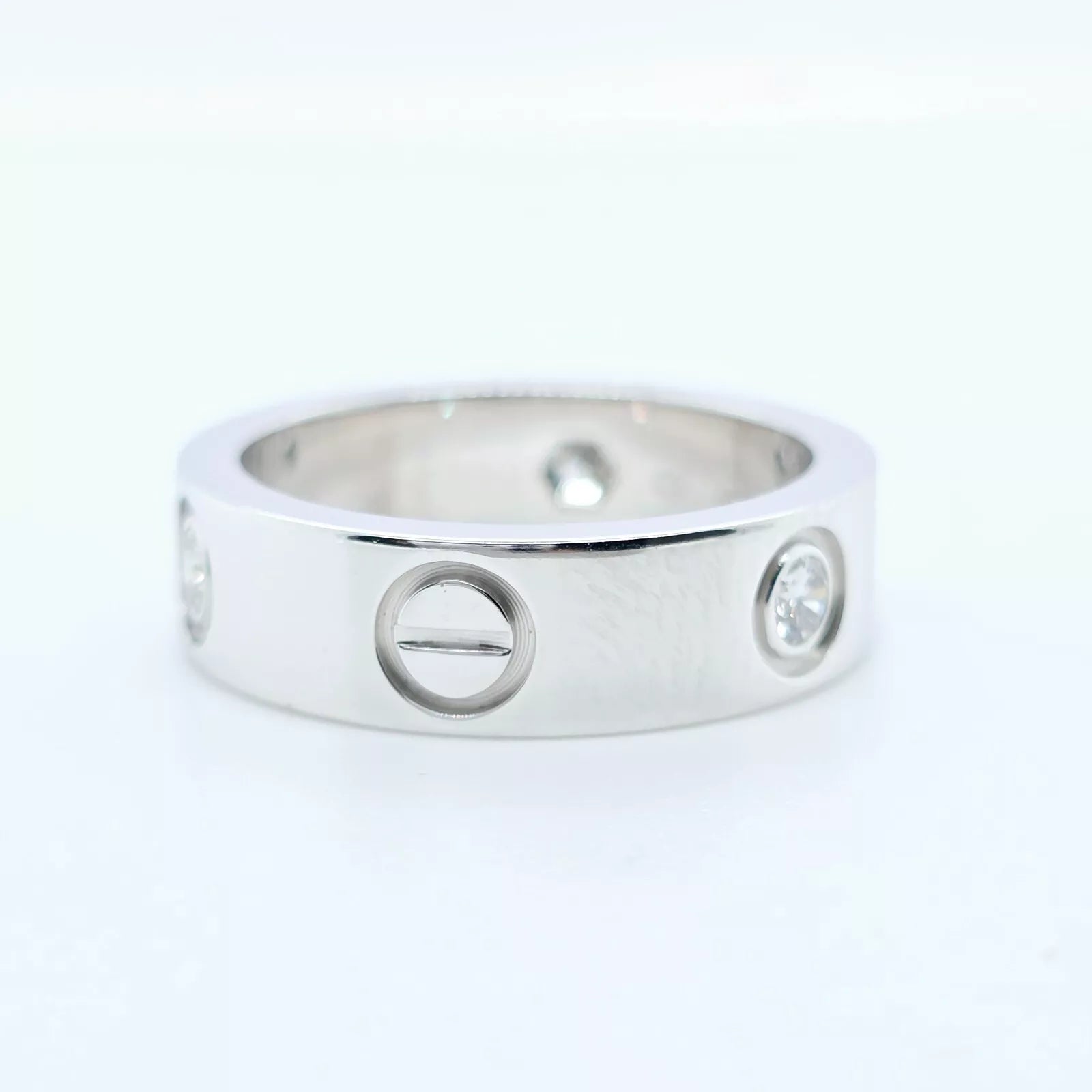 Cartier Love Ring, Classic model, 3 Diamonds, 18ct White Gold, Size 51 Chloe's Jewellers