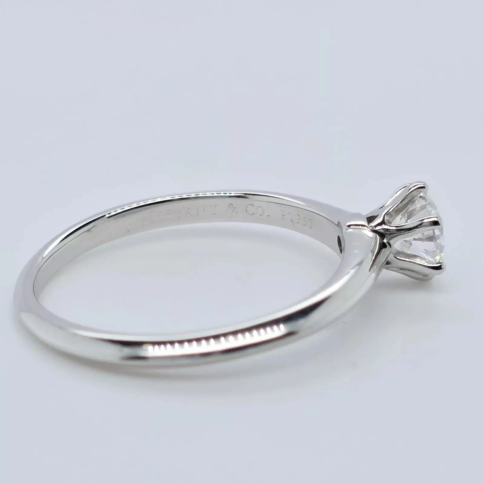Tiffany & Co. Diamond Engagement Ring, 0.46ct Round Cut Diamond, GIA, Platinum Chloe's Jewellers