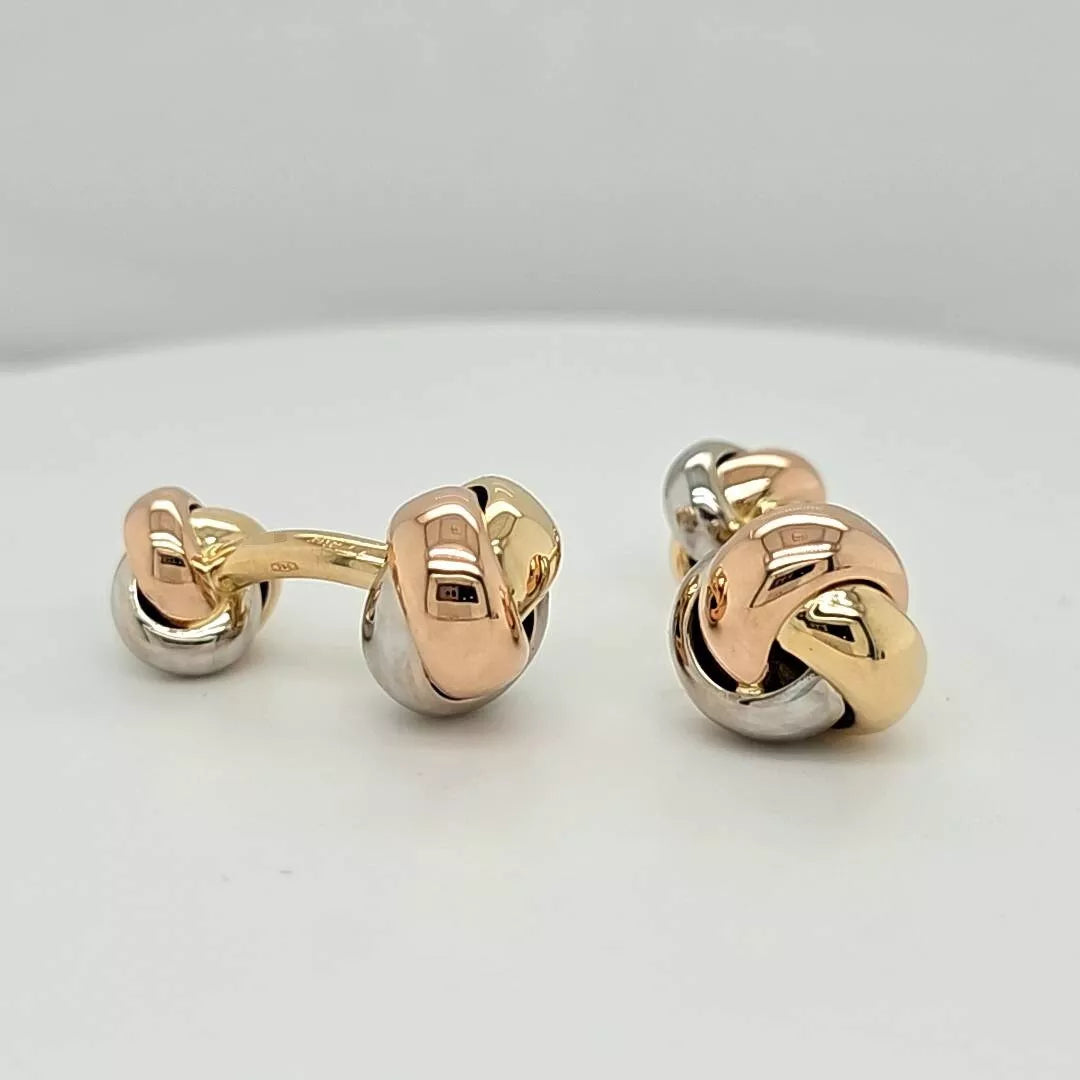 Cartier Vintage Cartier Trinity Cufflinks, 18ct Yellow, White And Rose Gold Chloe's Jewellers