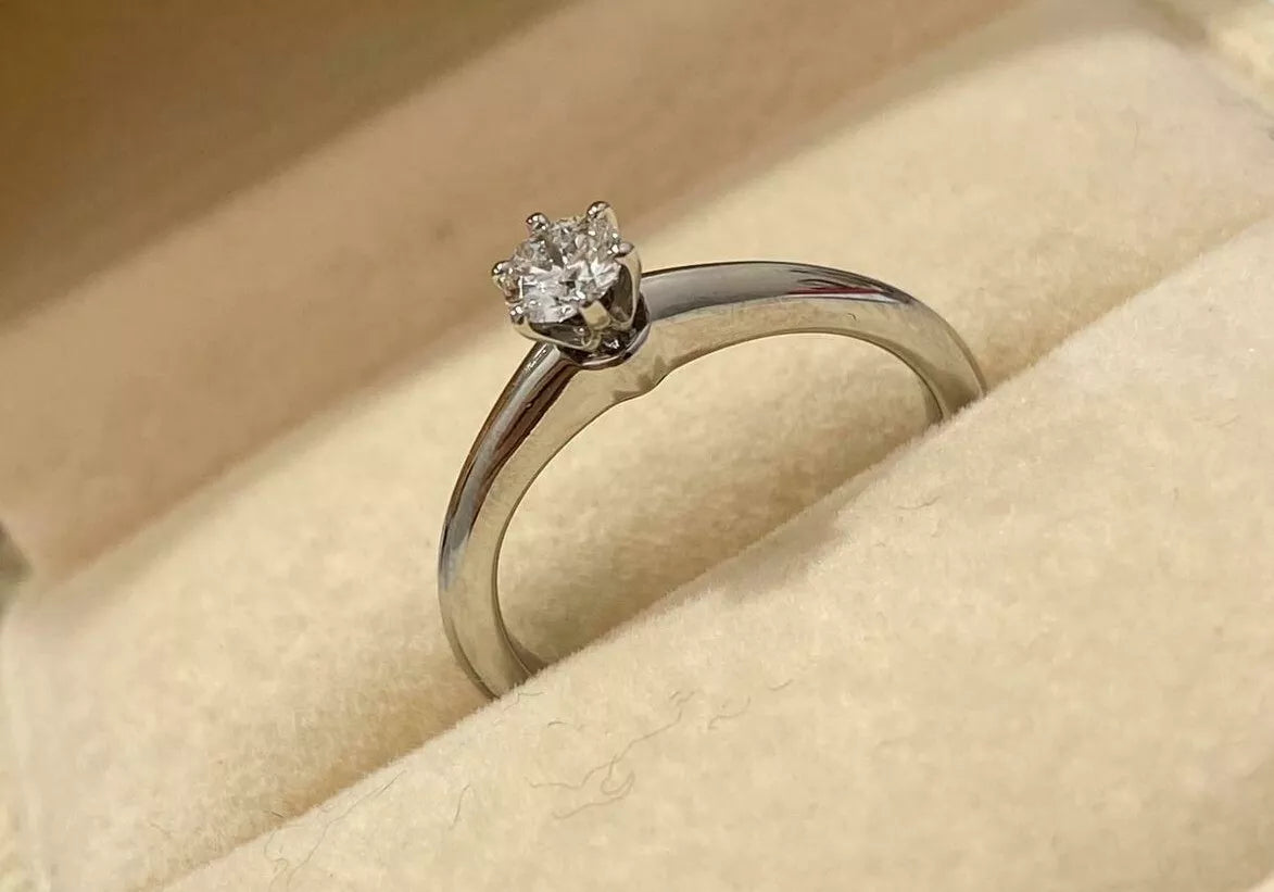 Tiffany & Co Diamond Engagement Ring, Platinum with 0.19ct Round Cut Diamond