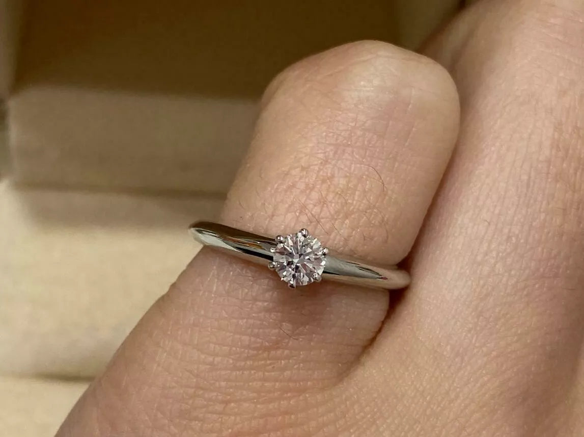Tiffany & Co Diamond Engagement Ring, Platinum with 0.19ct Round Cut Diamond