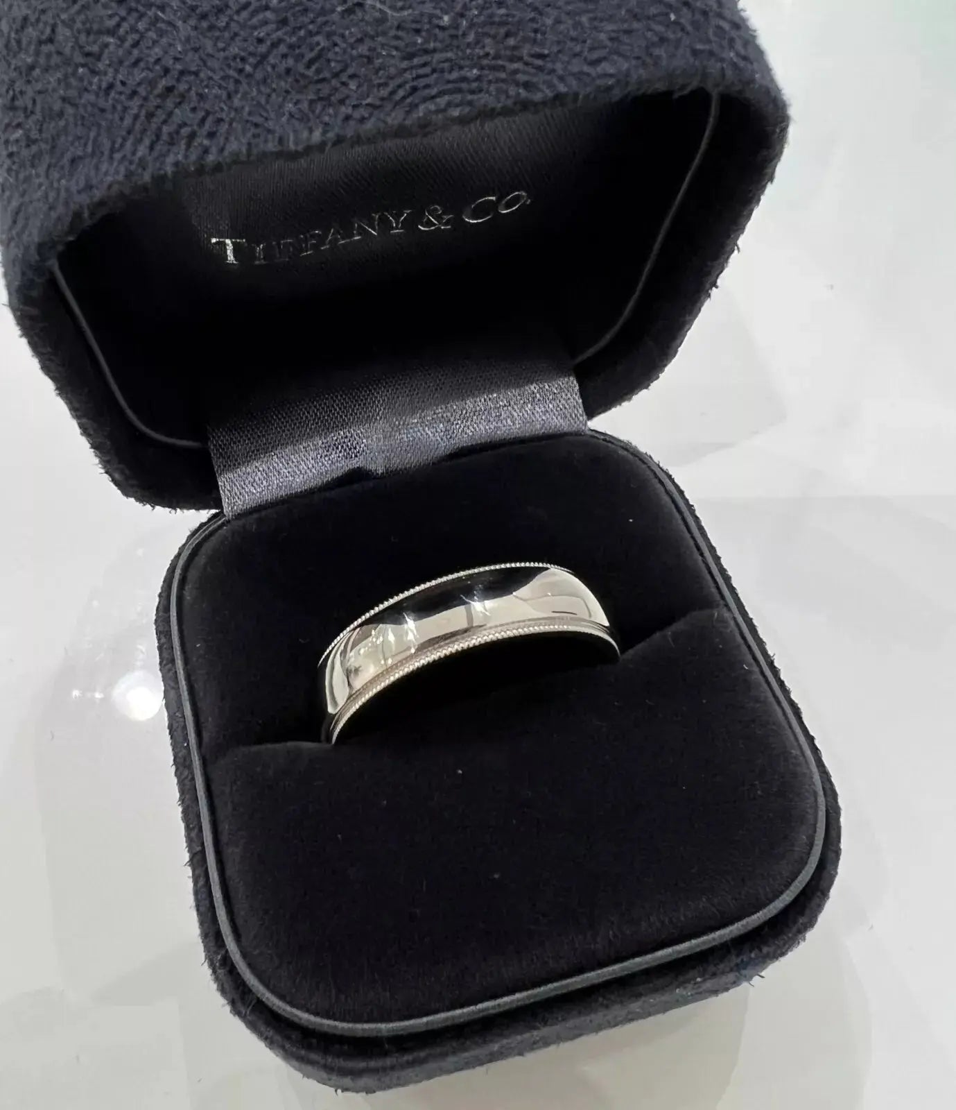 Tiffany & Co. Platinum Wedding Band, Milgrain Edge, 6mm, Size X Chloe's Jewellers