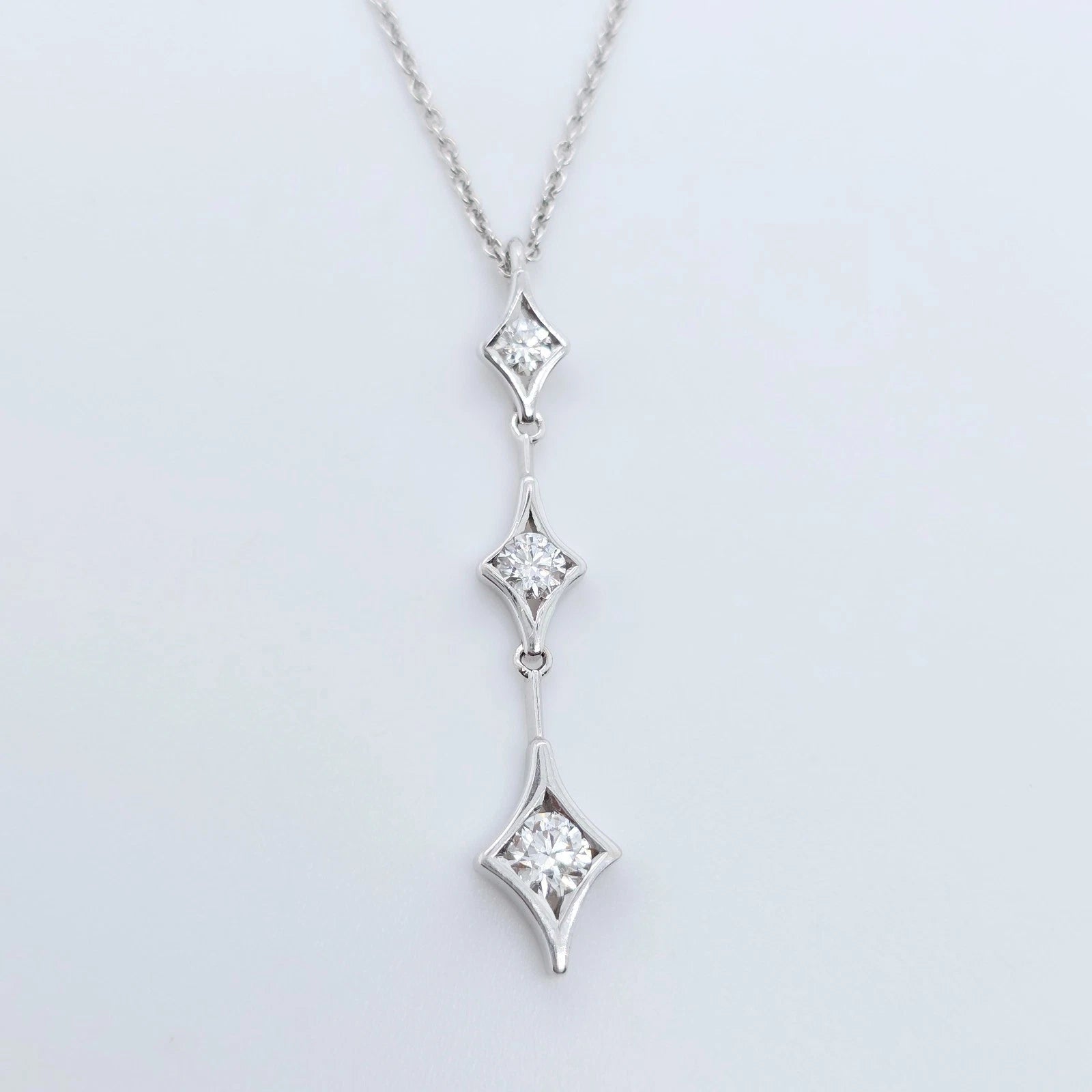 De Beers 18ct White Gold Diamond Drop Necklace Chloe's Jewellers