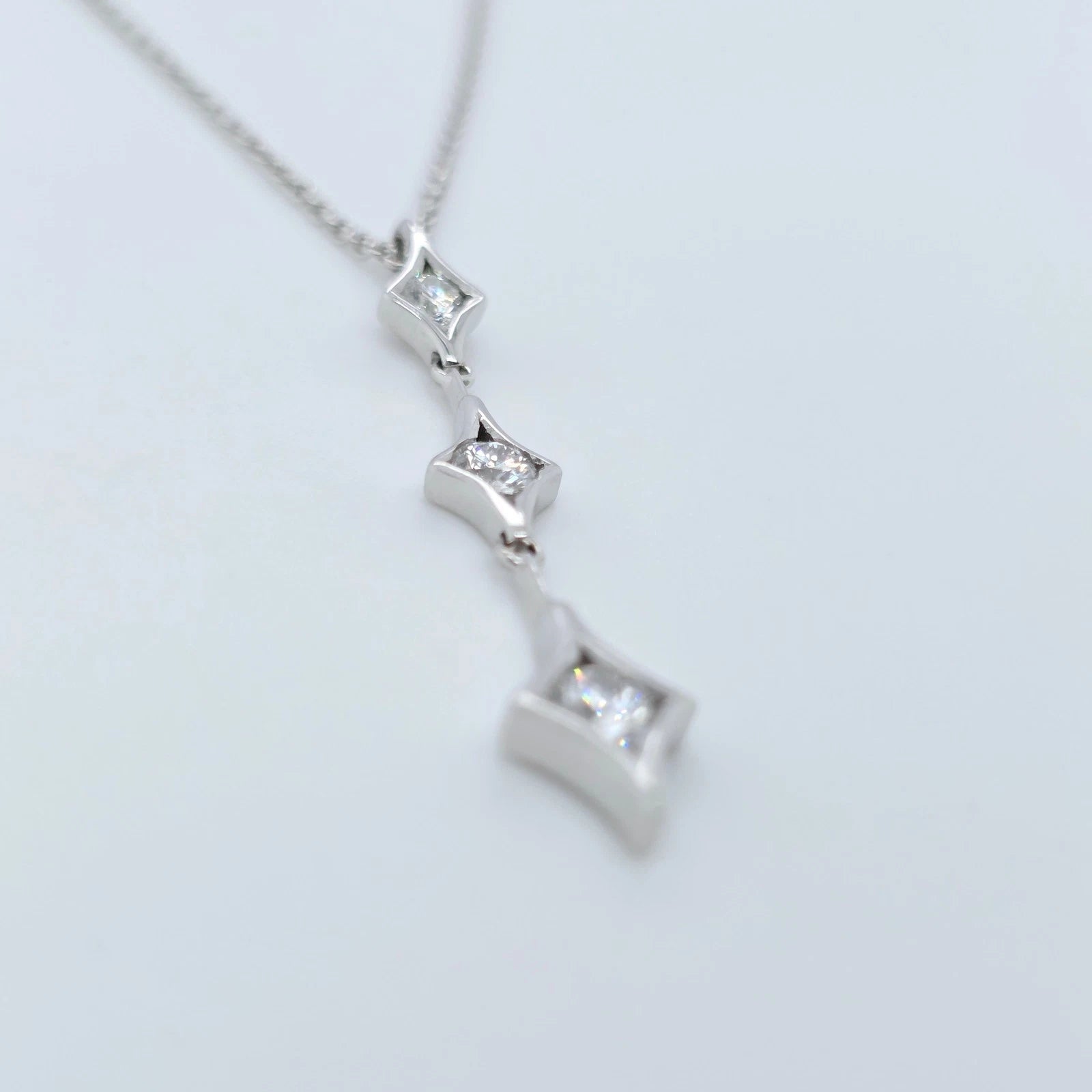 De Beers 18ct White Gold Diamond Drop Necklace Chloe's Jewellers