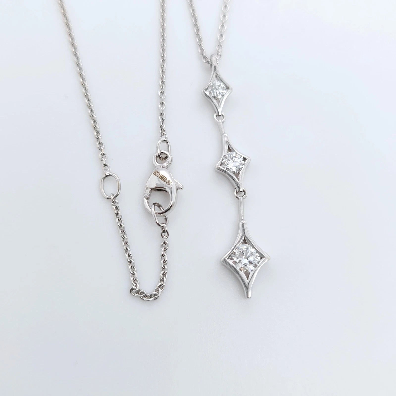 De Beers 18ct White Gold Diamond Drop Necklace Chloe's Jewellers