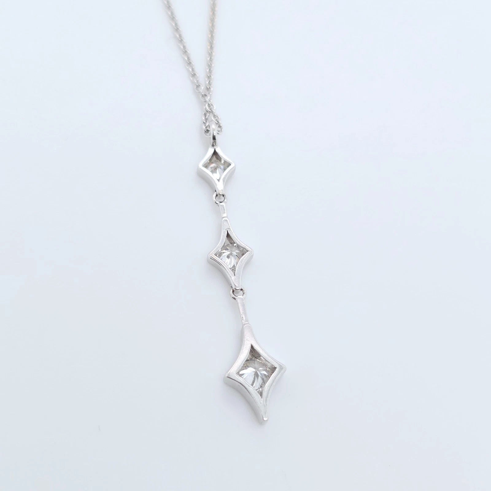 De Beers 18ct White Gold Diamond Drop Necklace Chloe's Jewellers