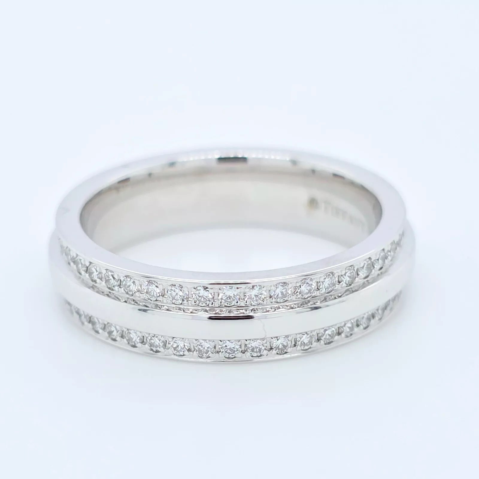 Tiffany & Co. Tiffany T Narrow Pave Diamond Ring, 4.5mm,18ct White Gold, Size I