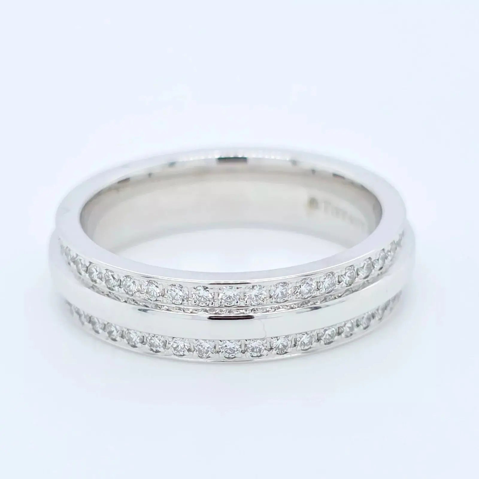 Tiffany & Co. Tiffany T Narrow Pave Diamond Ring, 4.5mm,18ct White Gold, Size I Chloe's Jewellers
