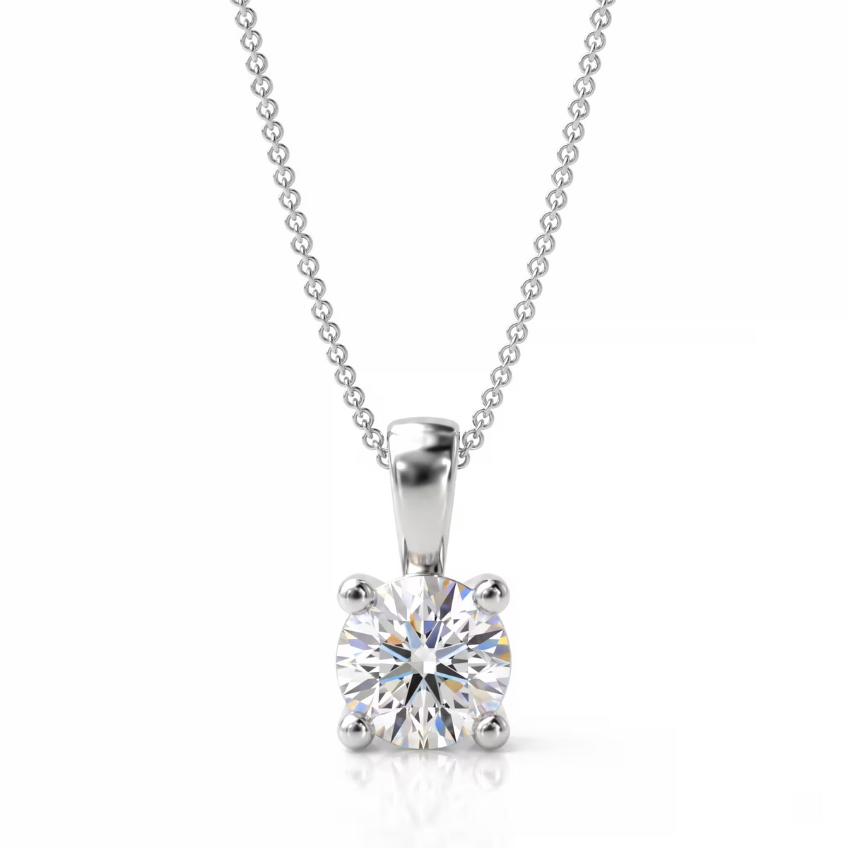 Round Cut Lab Grown Diamond 18K Yellow Gold Solitaire Pendant with Bail