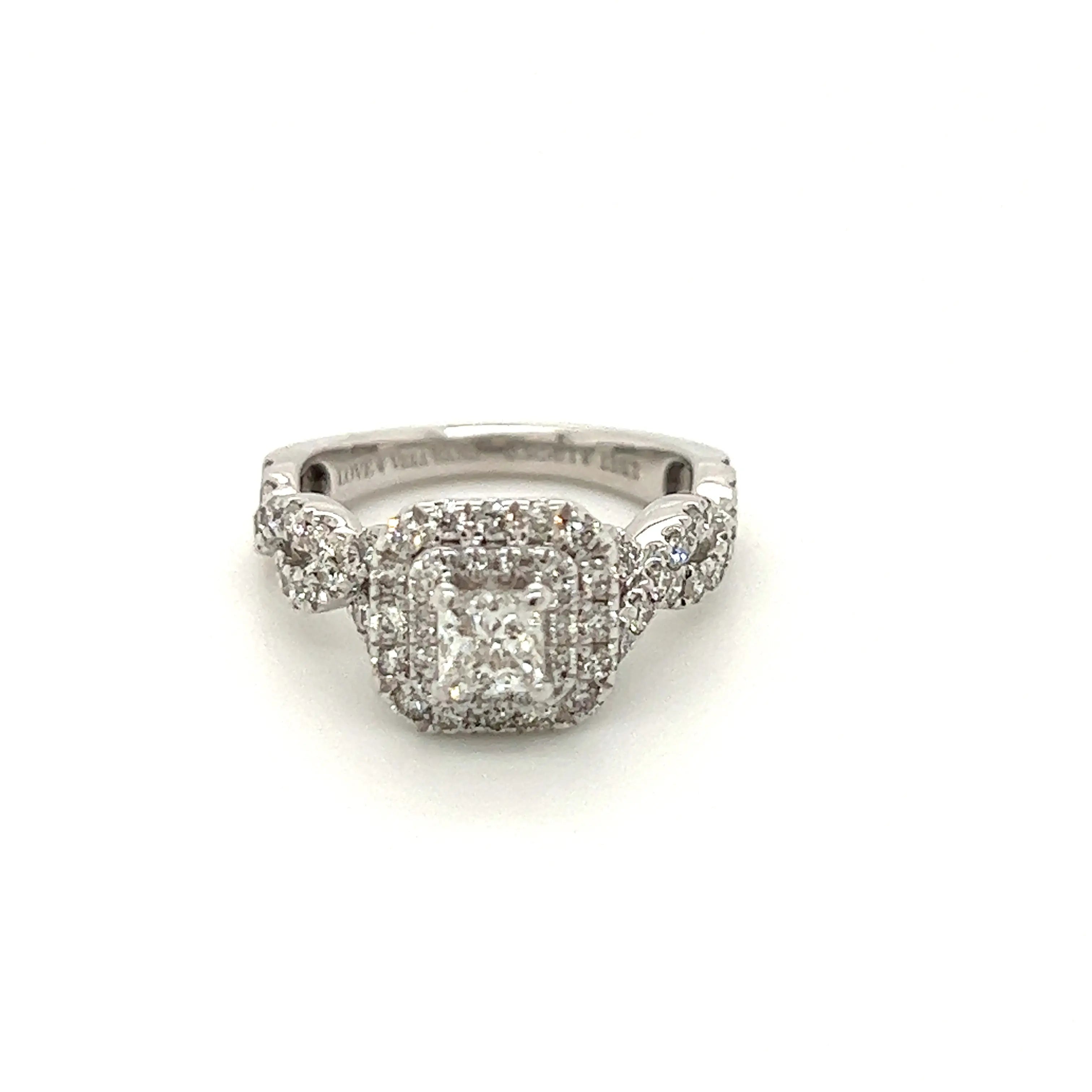 Pre-Owned Vera Wang Halo Ring | 0.95ct | 18K White Gold, Size I½ Chloe's Jewellers