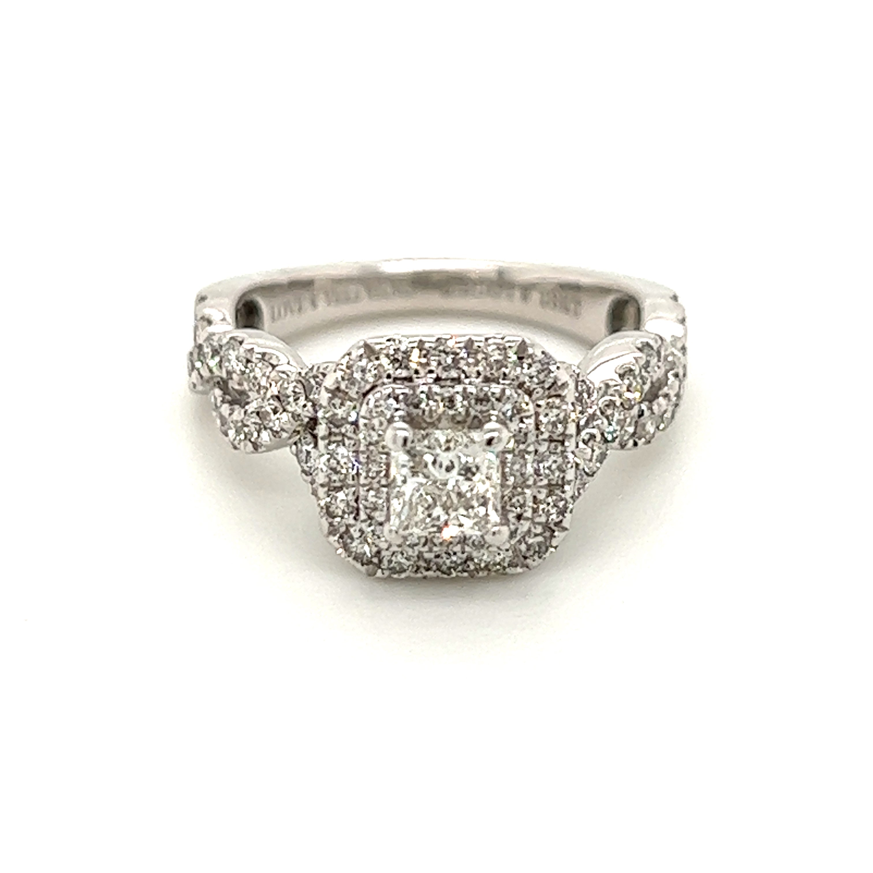 Pre-Owned Vera Wang Halo Ring | 0.95ct | 18K White Gold, Size I½ Chloe's Jewellers