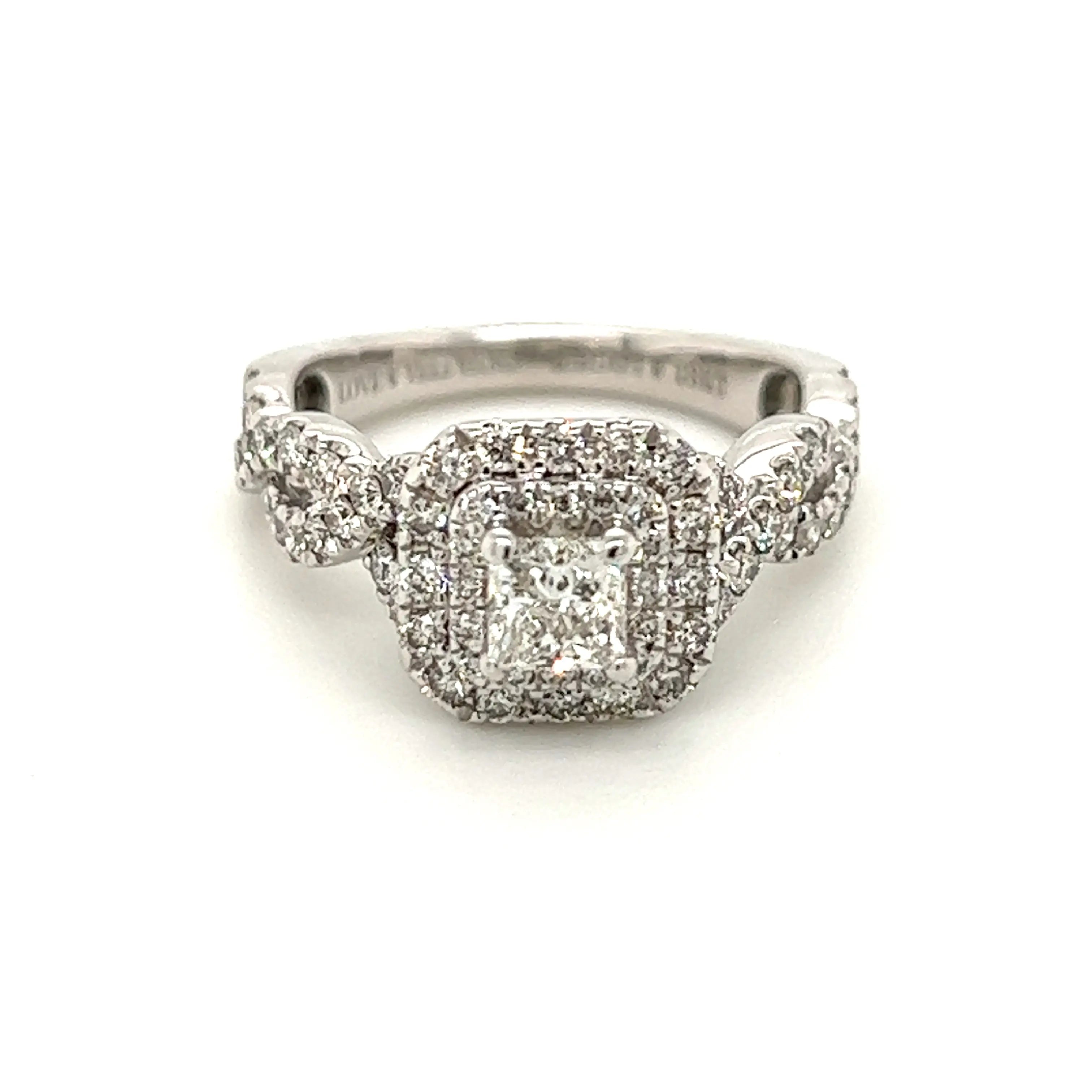 Pre-Owned Vera Wang Halo Ring | 0.95ct | 18K White Gold, Size I½ Chloe's Jewellers