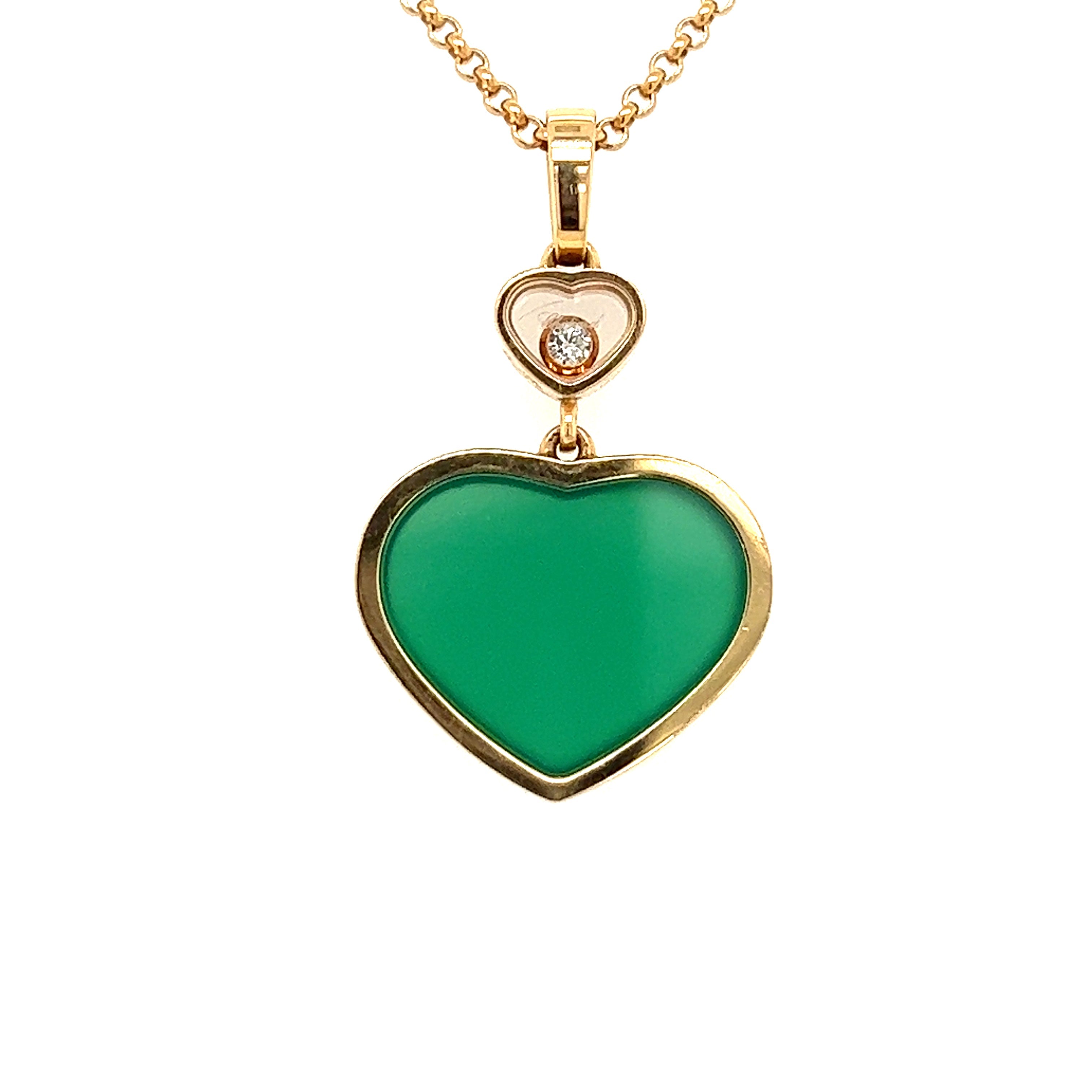 Pre-Owned | Chopard 18K Rose Happy Gold Heart Pendant with Green Agate Chloe's Jewellers