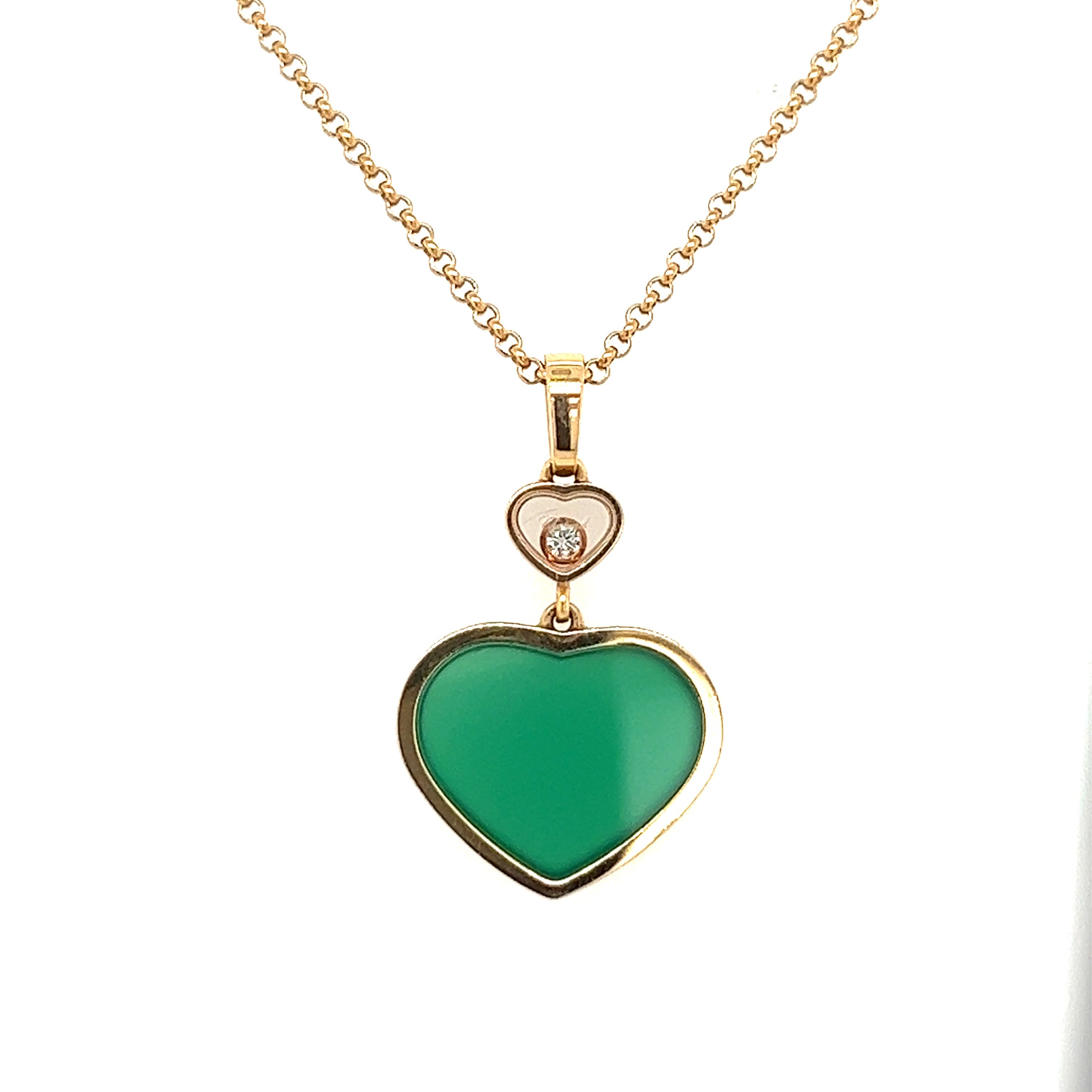 Pre-Owned | Chopard 18K Rose Happy Gold Heart Pendant with Green Agate Chloe's Jewellers
