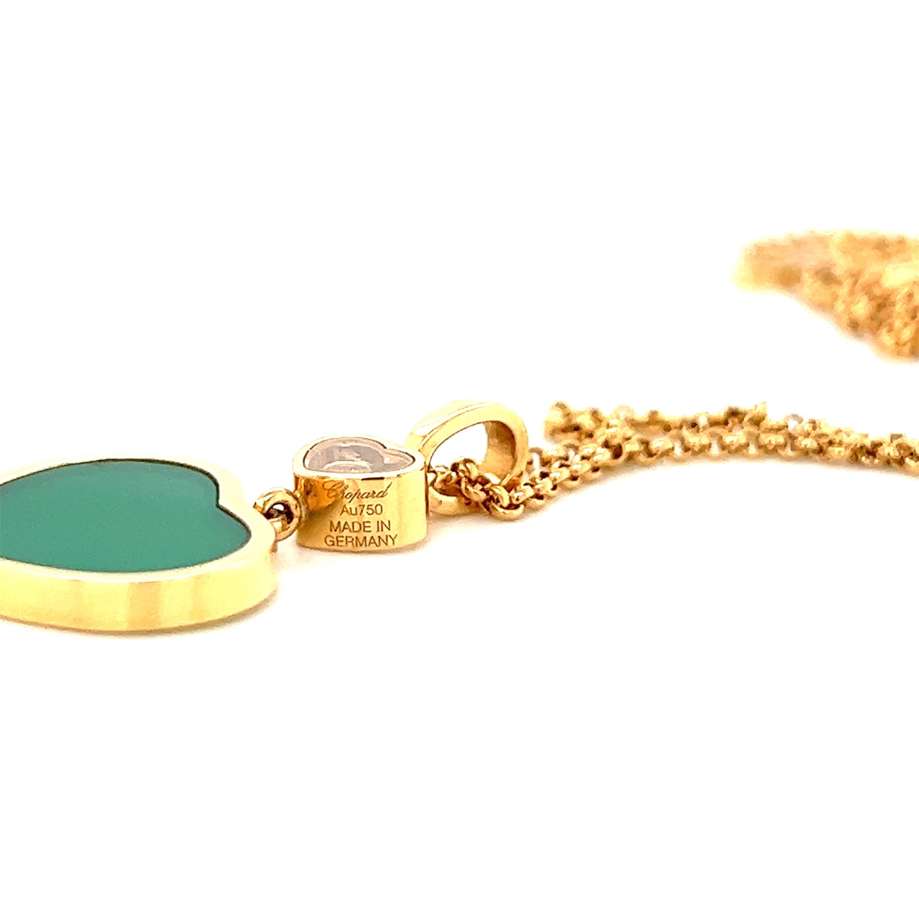 Pre-Owned | Chopard 18K Rose Happy Gold Heart Pendant with Green Agate Chloe's Jewellers