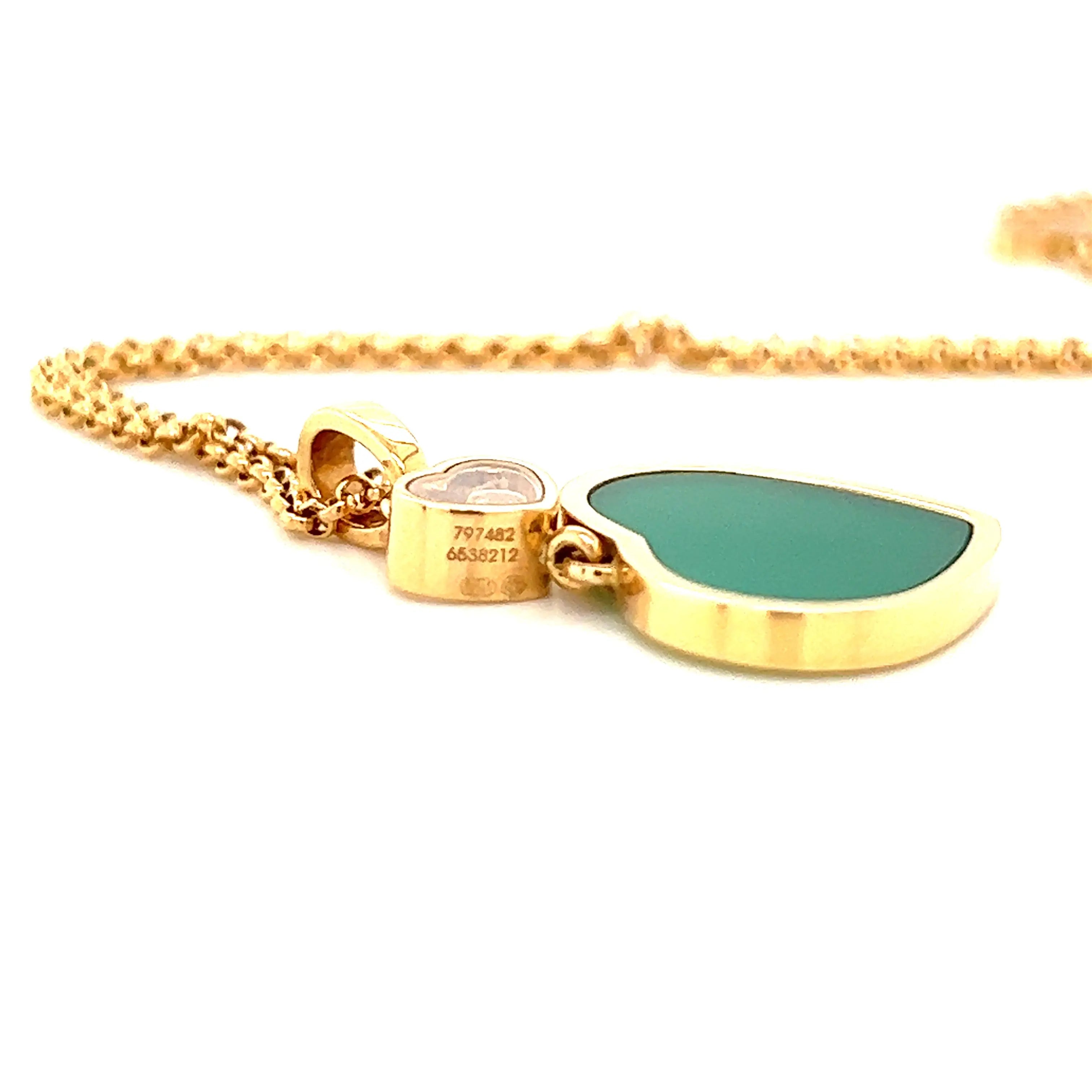 Pre-Owned | Chopard 18K Rose Happy Gold Heart Pendant with Green Agate Chloe's Jewellers
