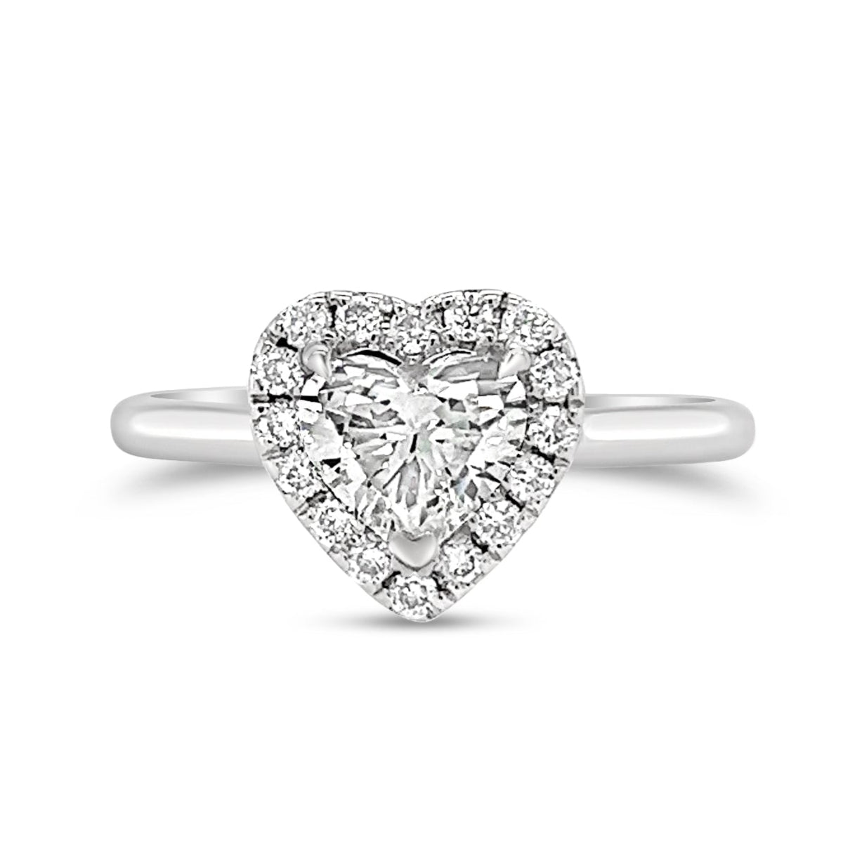 Poppy Heart Halo Diamond Ring – 18K Gold or Platinum