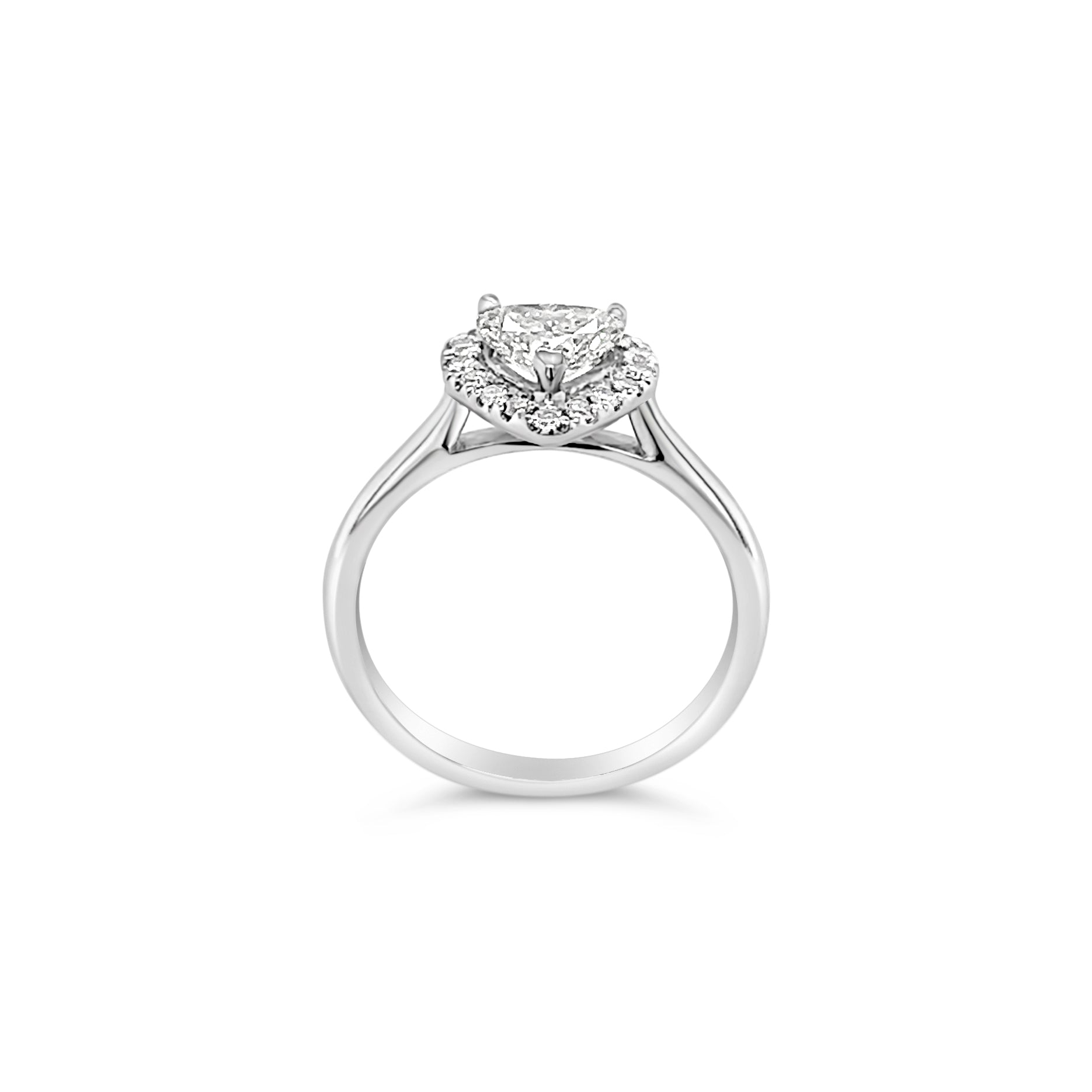 Poppy Heart Halo Diamond Ring – 18K Gold or Platinum