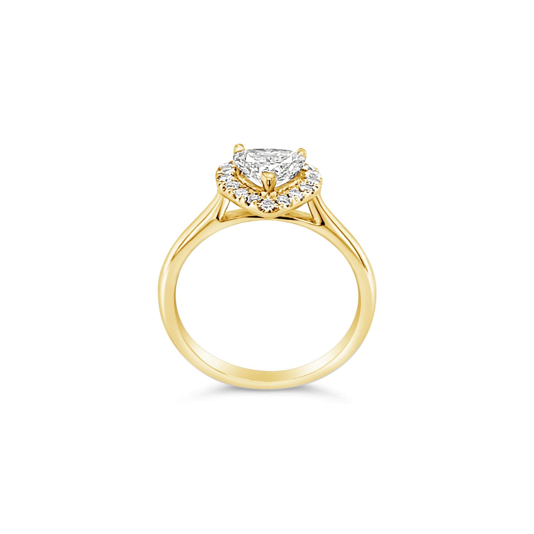 Poppy Heart Halo Diamond Ring – 18K Gold or Platinum
