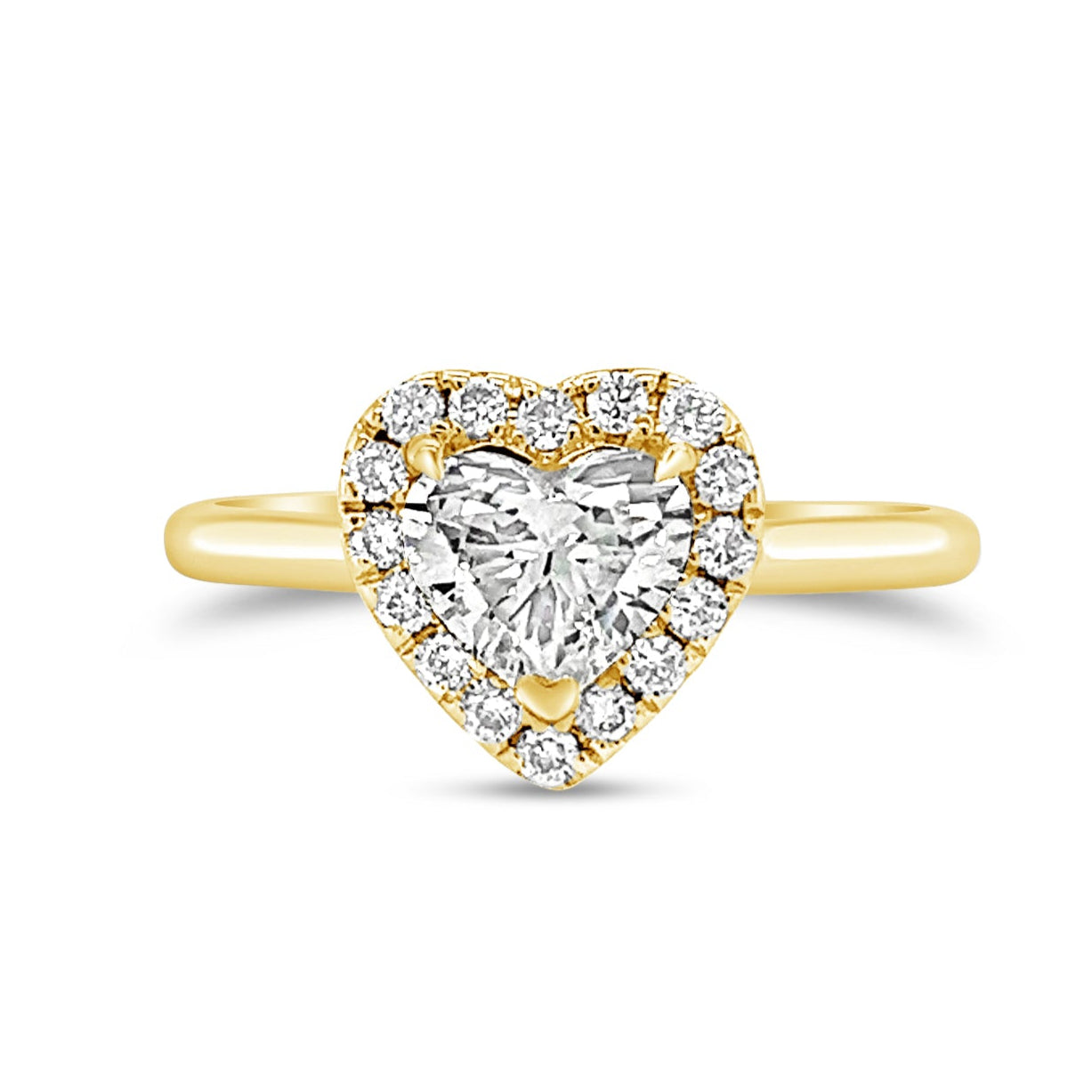 Poppy Heart Halo Diamond Ring – 18K Gold or Platinum