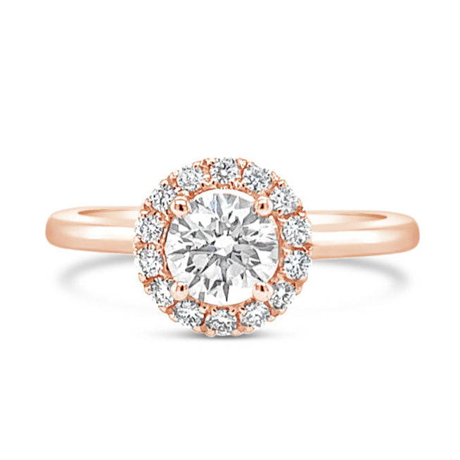 Poppy Round Halo Diamond Engagement Ring – 18K Gold or Platinum