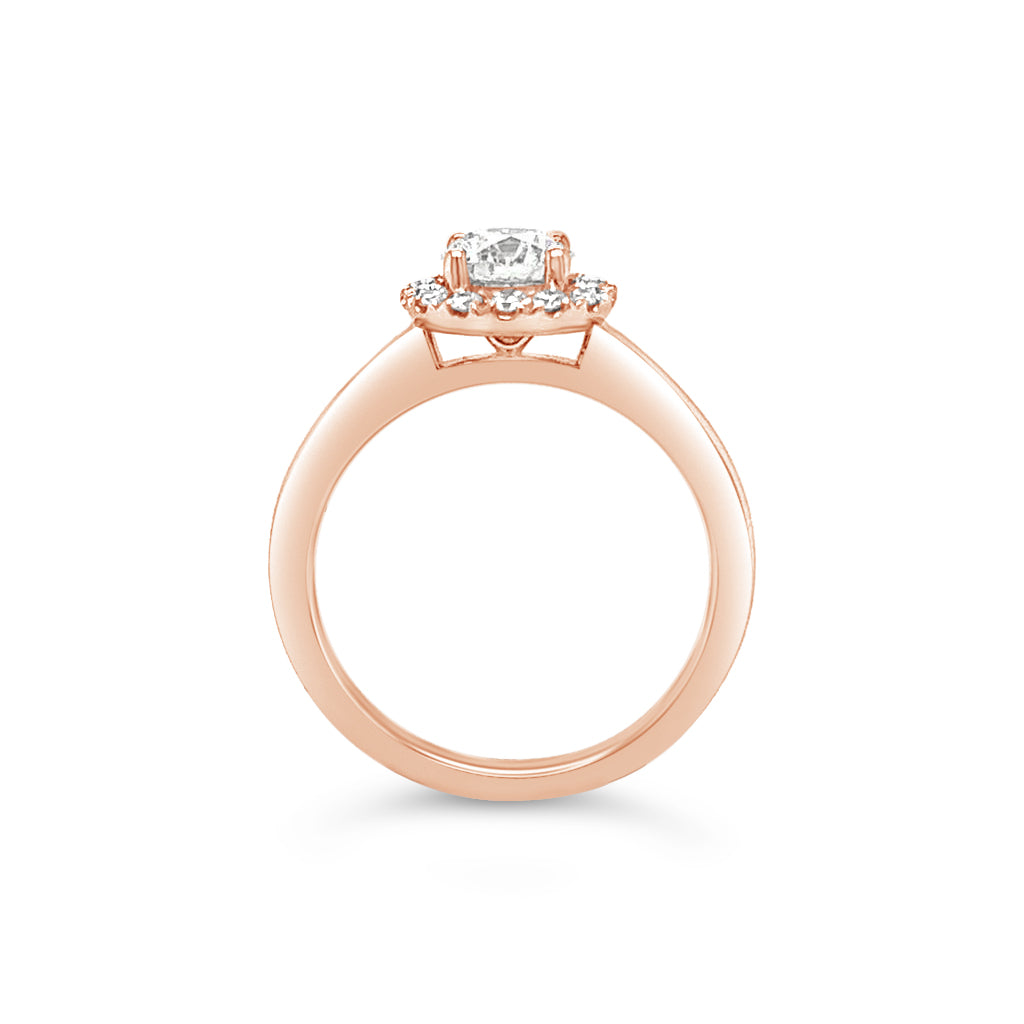 Poppy Round Halo Diamond Engagement Ring – 18K Gold or Platinum