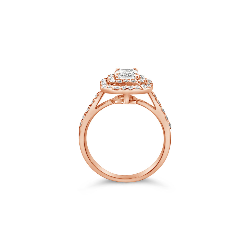 Daisy Double Halo Emerald Cut Diamond Ring