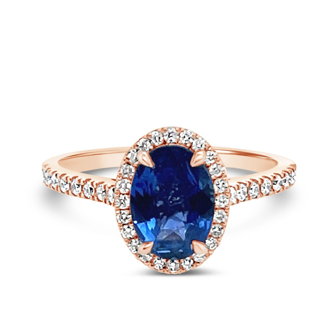 Peony Oval Halo Sapphire Ring