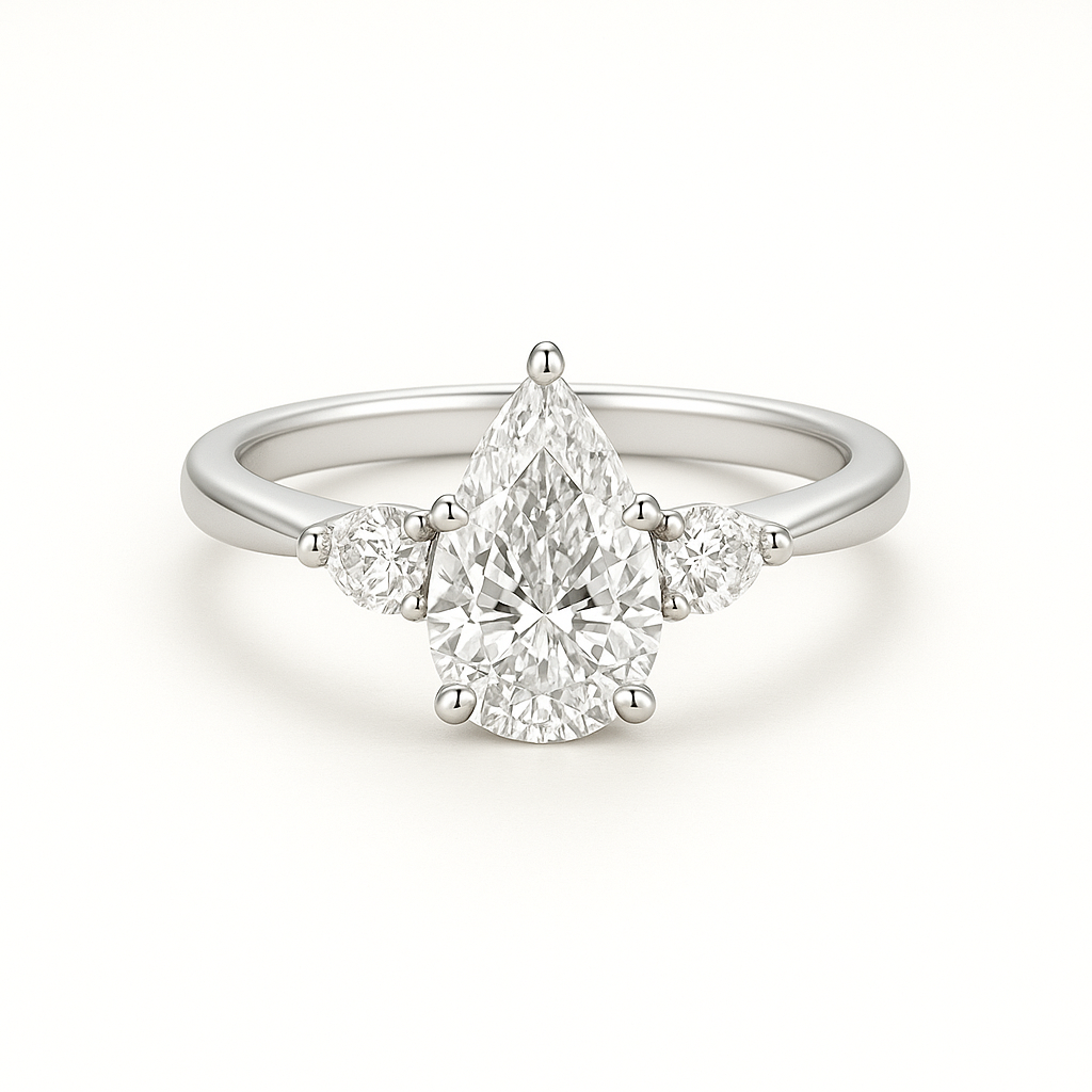 Bluebell Pear Cut Three Stone Diamond Ring