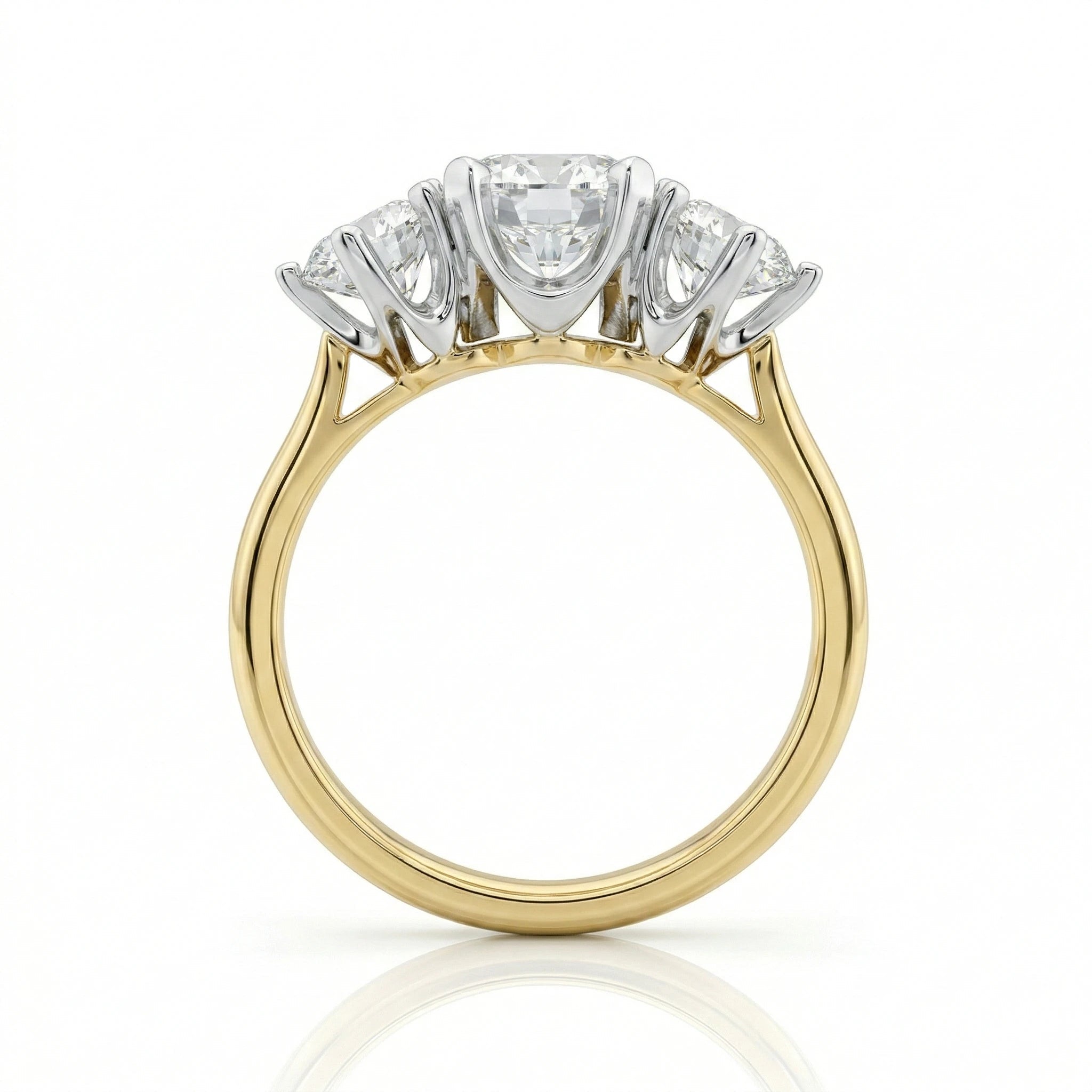 3 Stone Round Natural Diamonds Engagement Ring, GIA 2.04ct Centre Diamond Chloe's Jewellers