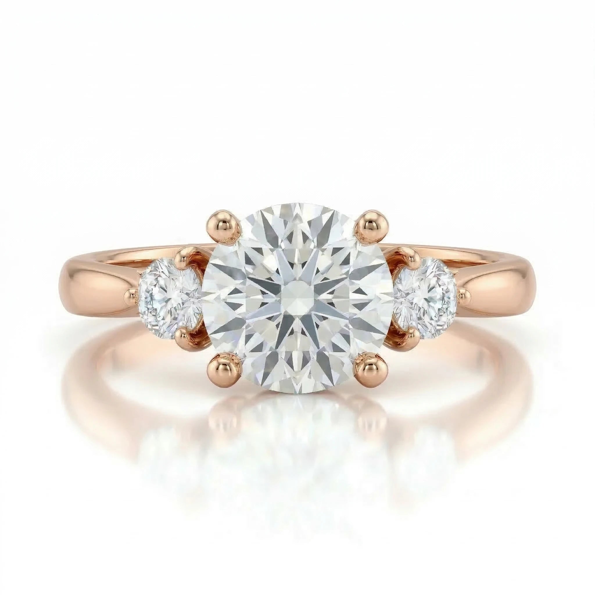 1.03ct GIA Round cut Natural Diamond Engagement Ring with 2 Side Stones Chloe's Jewellers